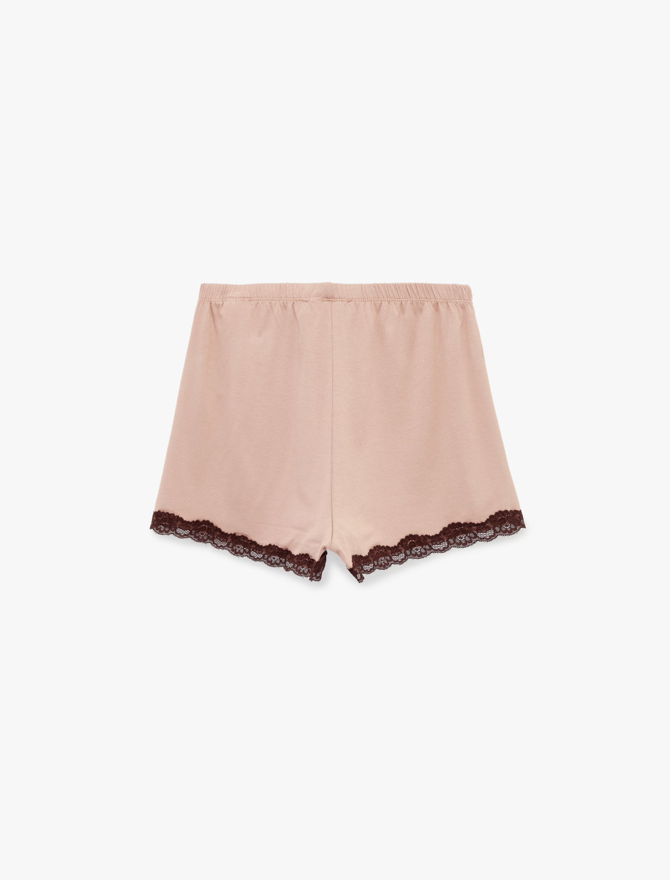   Viskon Kumaş Slim Fit Dantel Detaylı Şort Pijama Altı