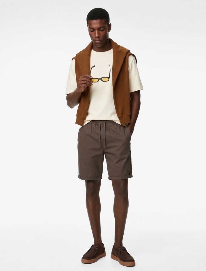  Regular Fit Kısa Kollu Pamuklu Bisiklet Yaka Tişört