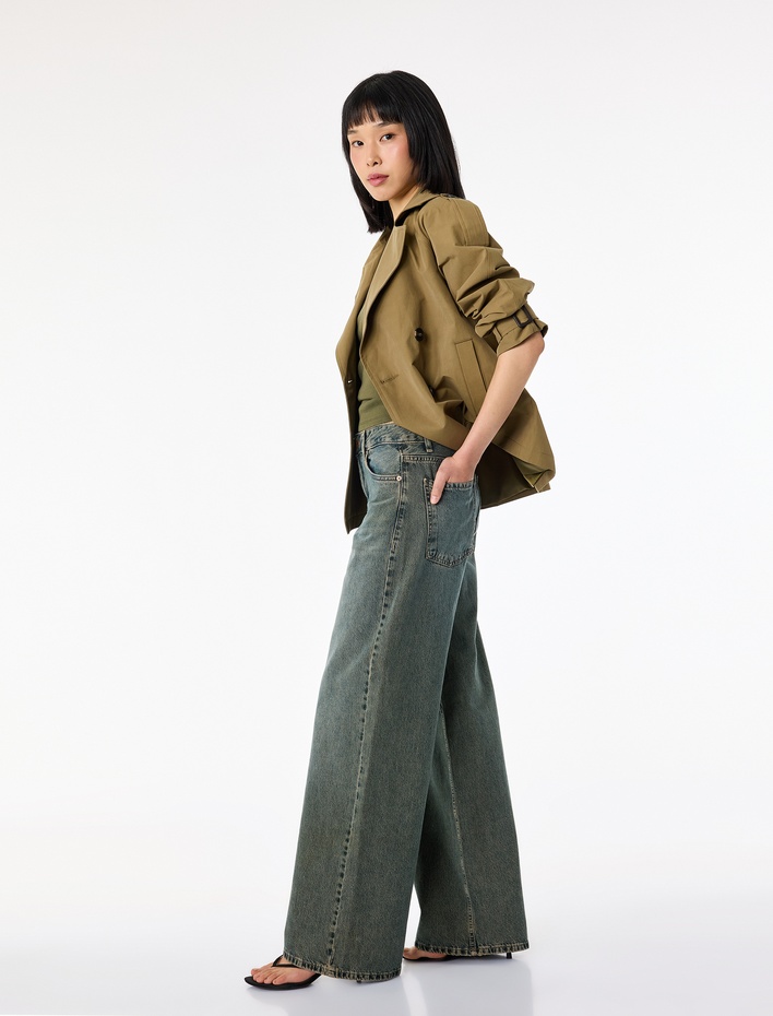  Pamuklu Bol Kalıp Düz Paça Denim Pantolon - Loose Straight Fit Jean