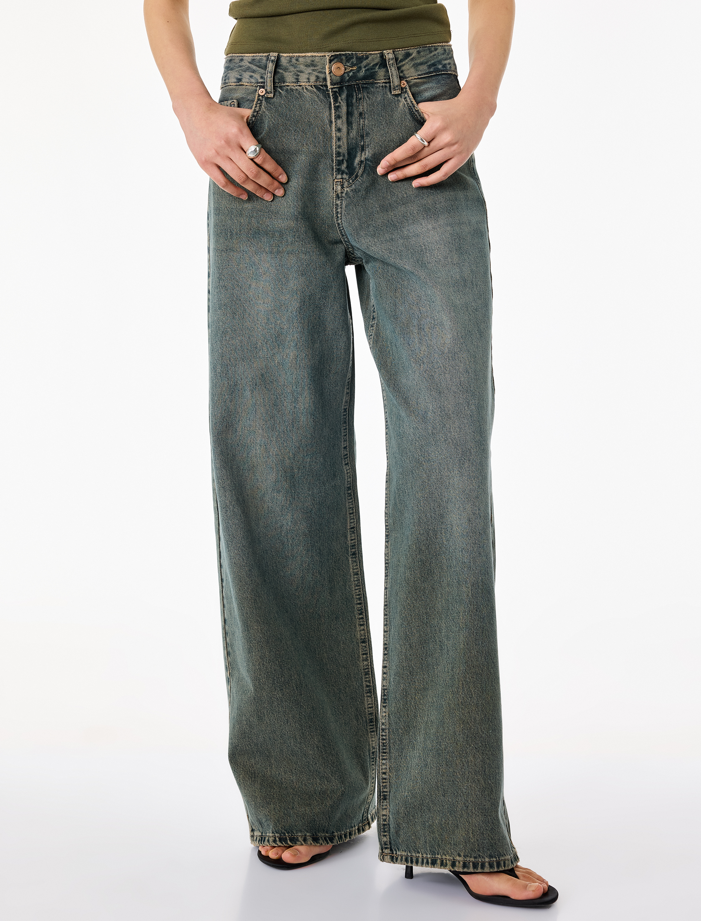   Pamuklu Bol Kalıp Düz Paça Denim Pantolon - Loose Straight Fit Jean