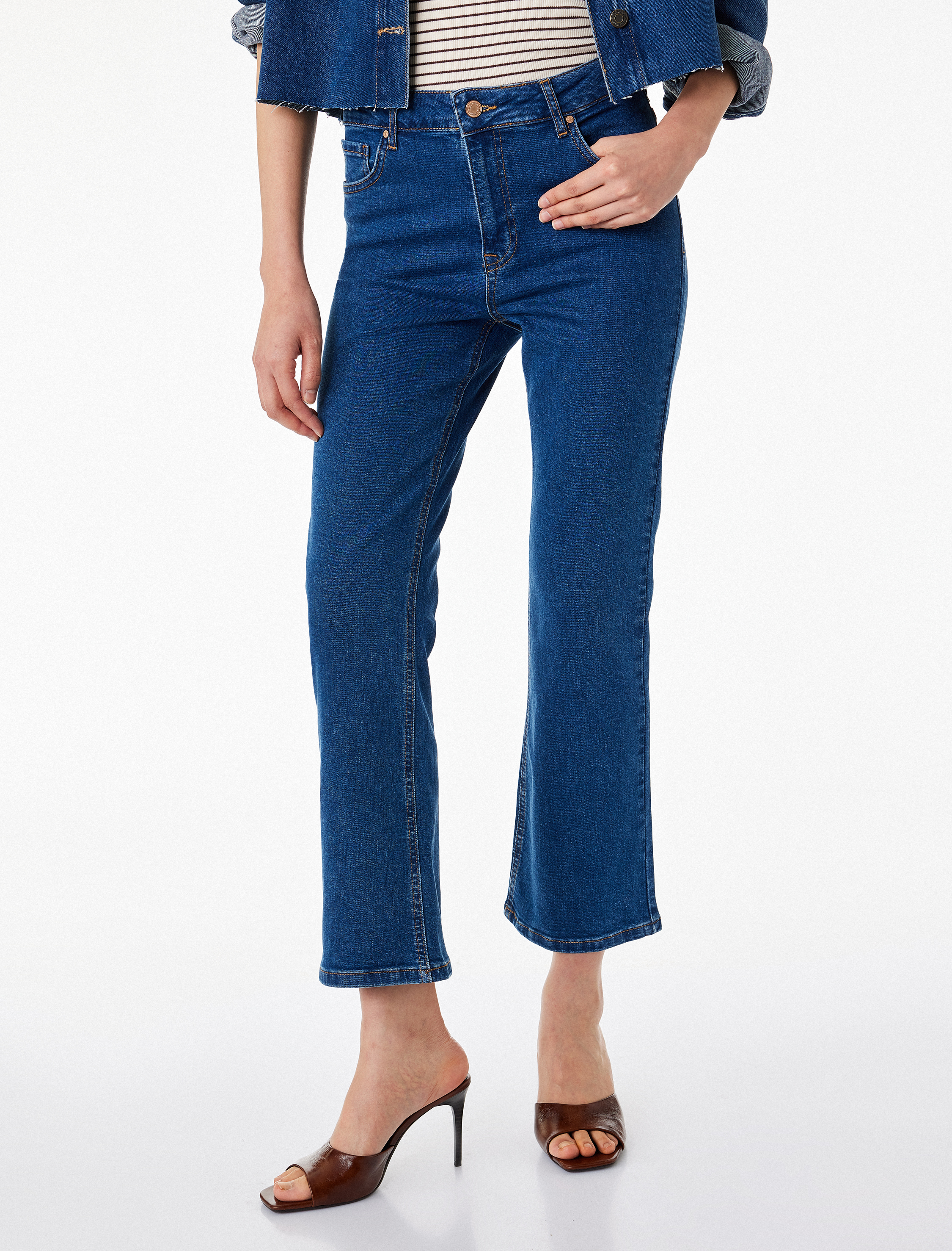   Pamuklu İspanyol Paça Dar Kesim Denim Pantolon -  Flare Jeans