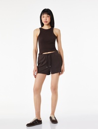 Kaşkorse Modal Kumaş Beli Bağcıklı Cepli Mini Şort