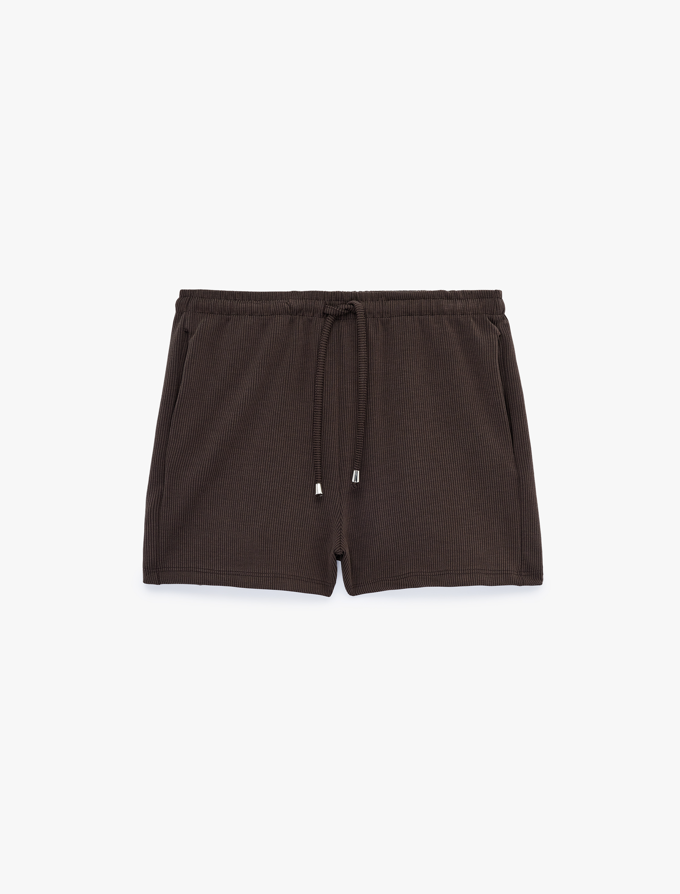   Kaşkorse Modal Kumaş Beli Bağcıklı Cepli Mini Şort