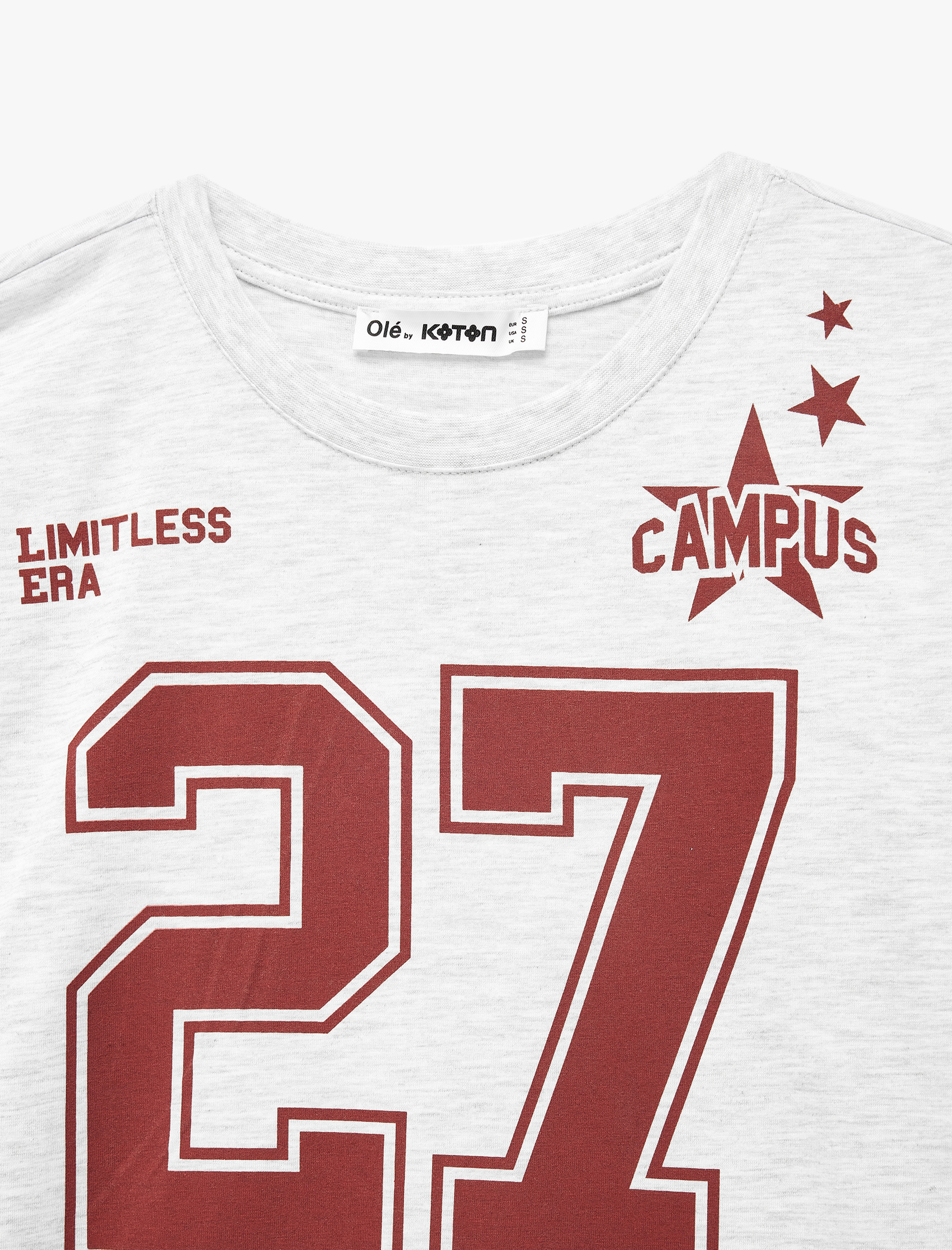 Rahat Kalıp Kısa Kollu Bisiklet Yaka Baskılı Tişört - Görsel 5