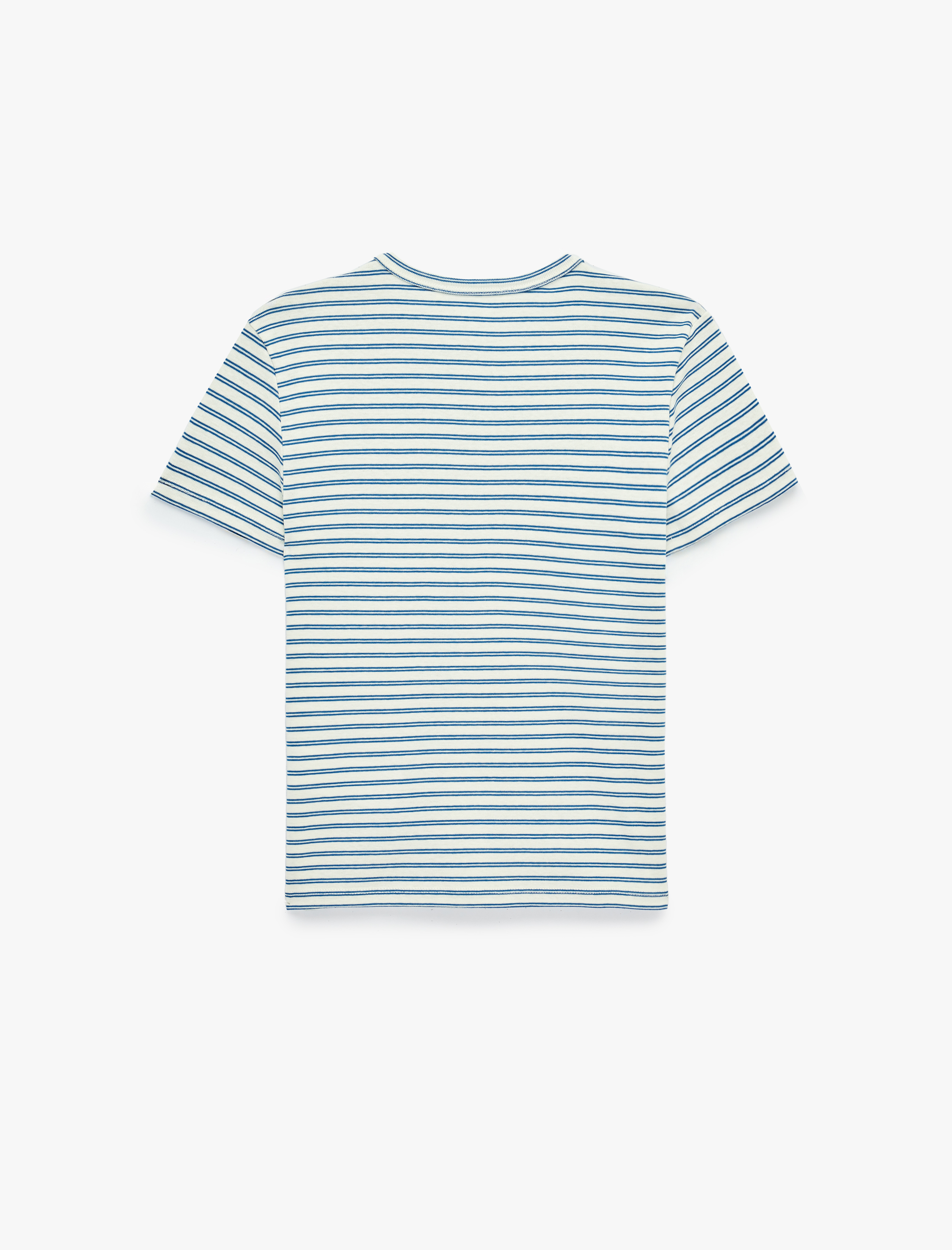   Pamuklu Kısa Kollu Bisiklet Yaka Çizgili Tişört