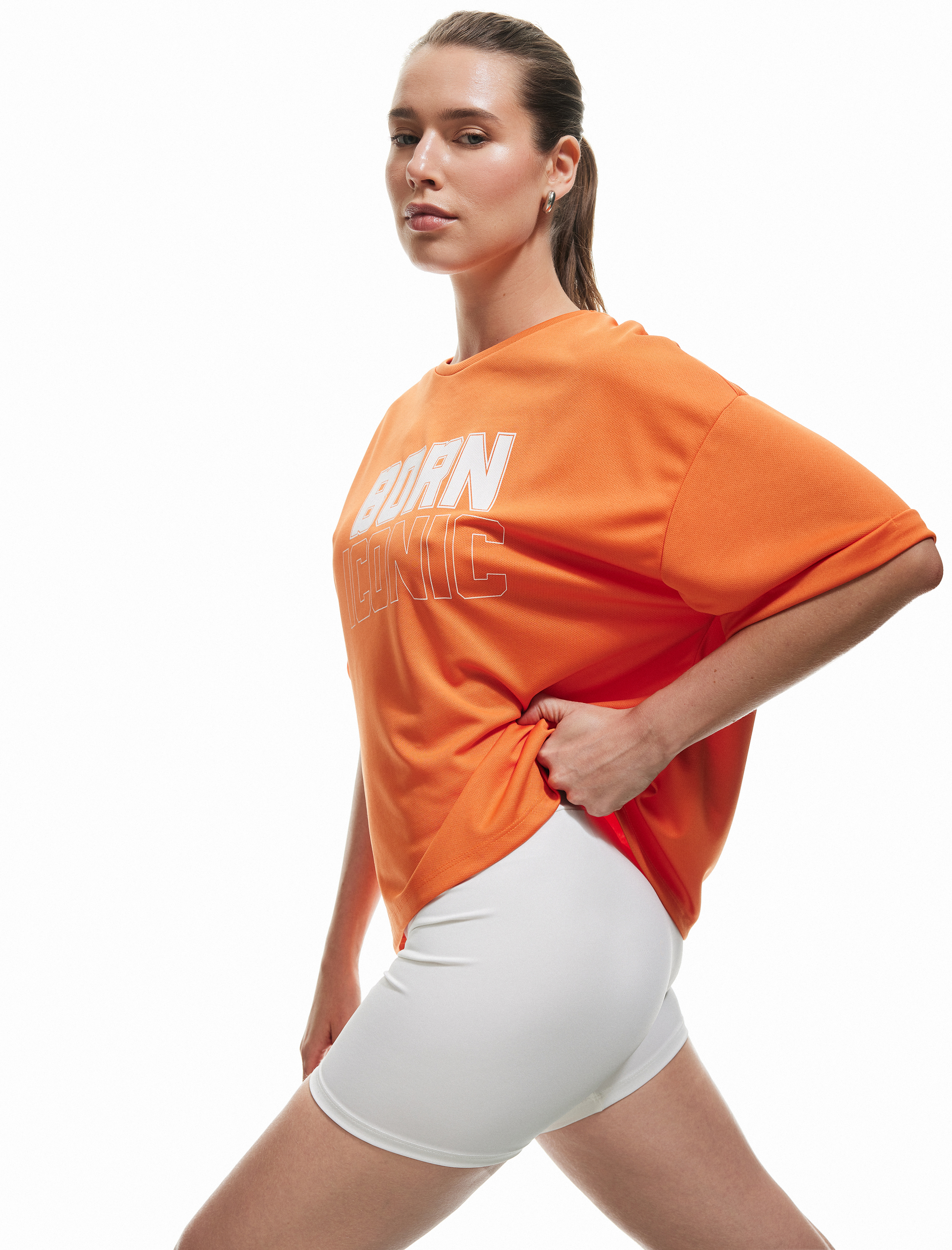   Baskılı Kısa Kollu Bisiklet Yaka Spor Tişört