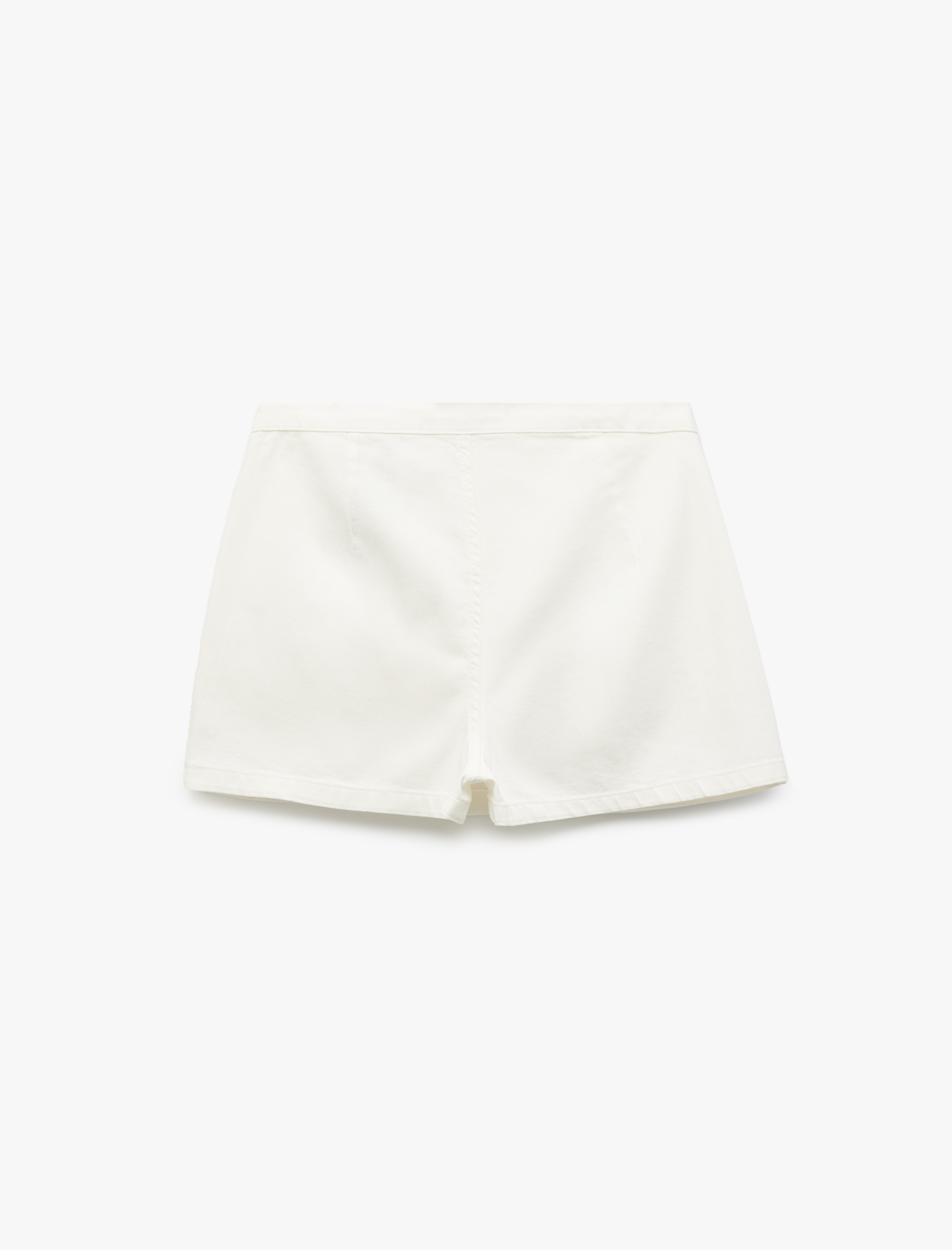   Yüksek Bel Düğmeli Pamuklu Mini Şort Etek