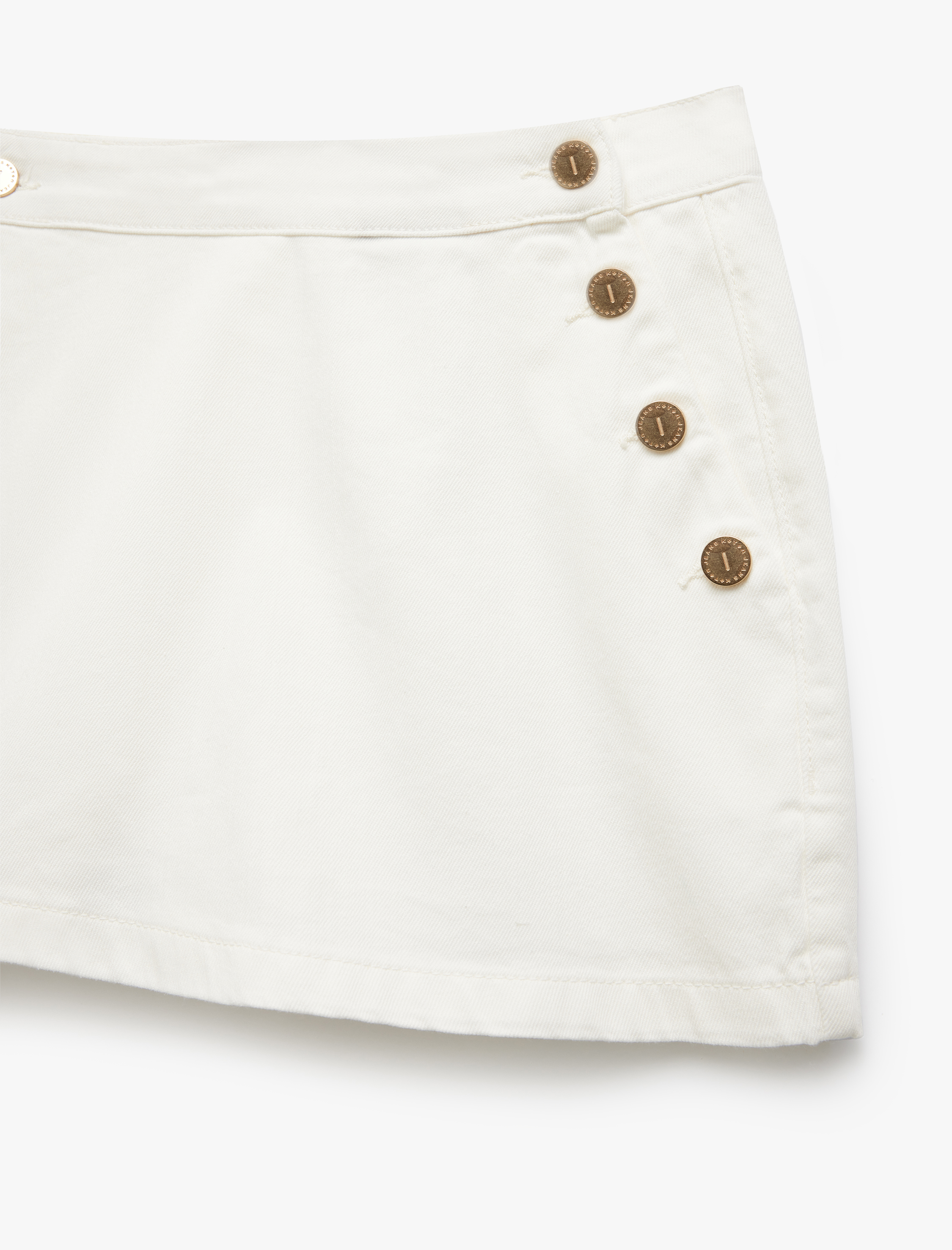   Yüksek Bel Düğmeli Pamuklu Mini Şort Etek