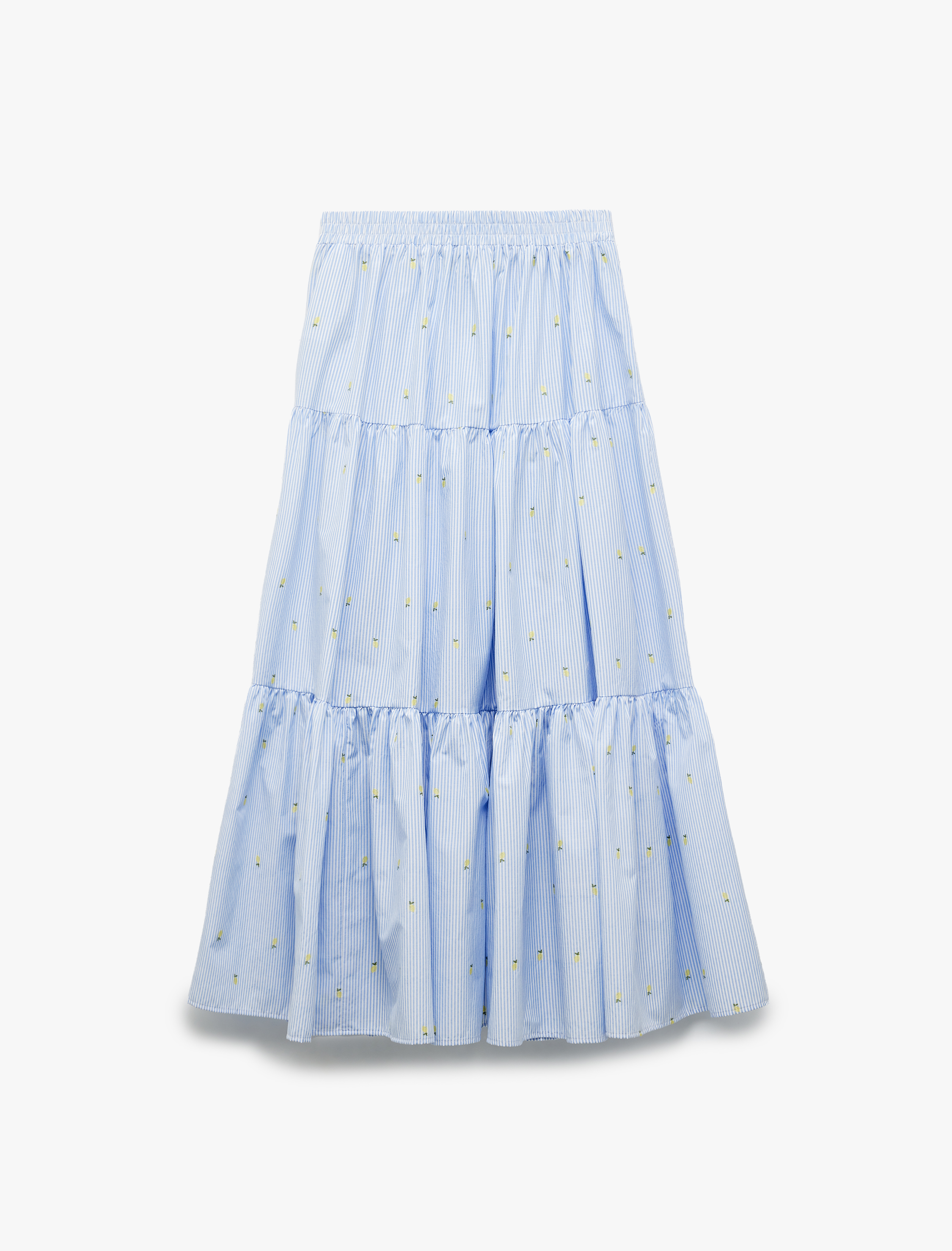   Koton X Sibil Çetinkaya - Yırtmaçlı Limon İşleme Detaylı Uzun Poplin Kloş Etek