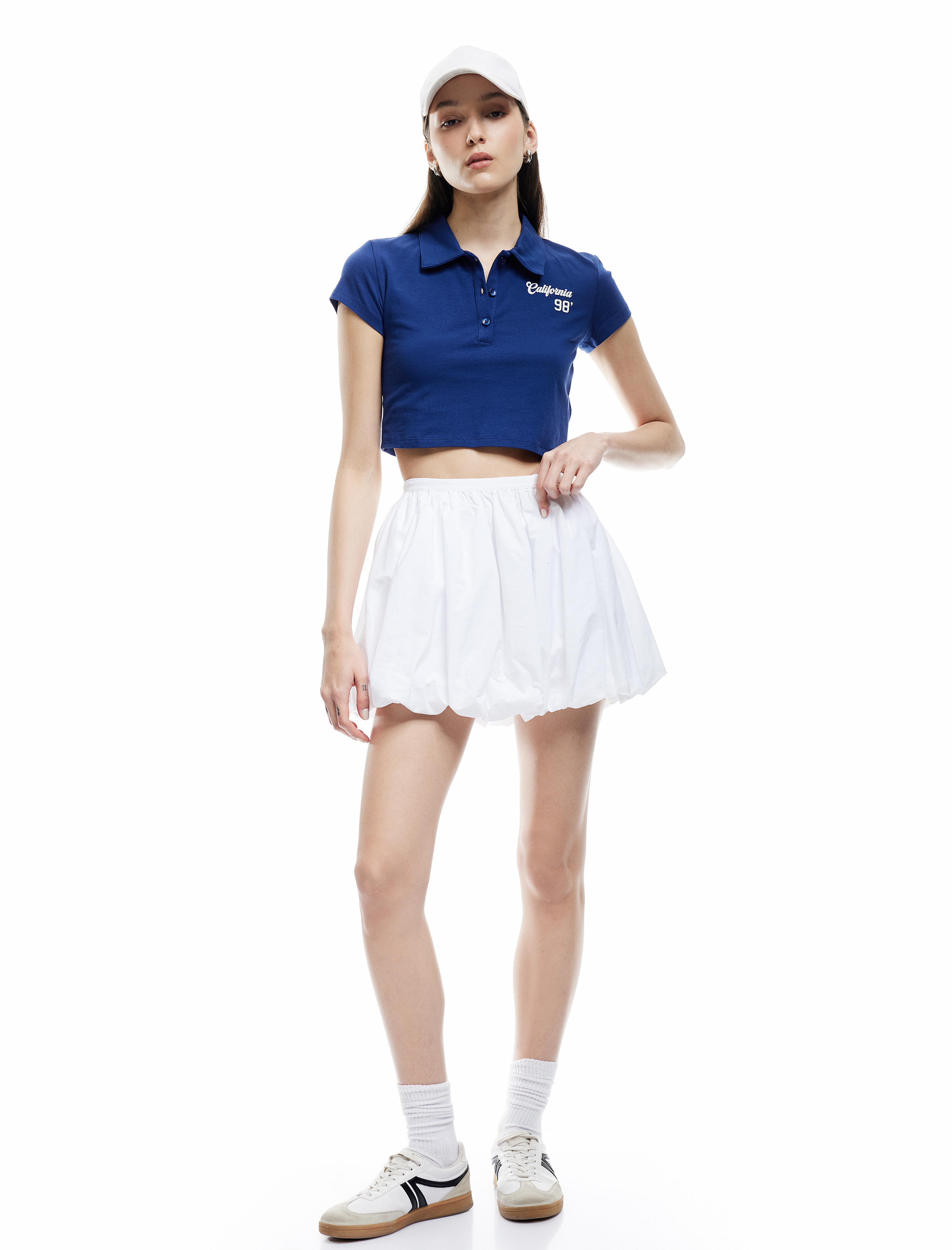   Pamuklu Beli Lastikli Oversize Balon Mini Etek