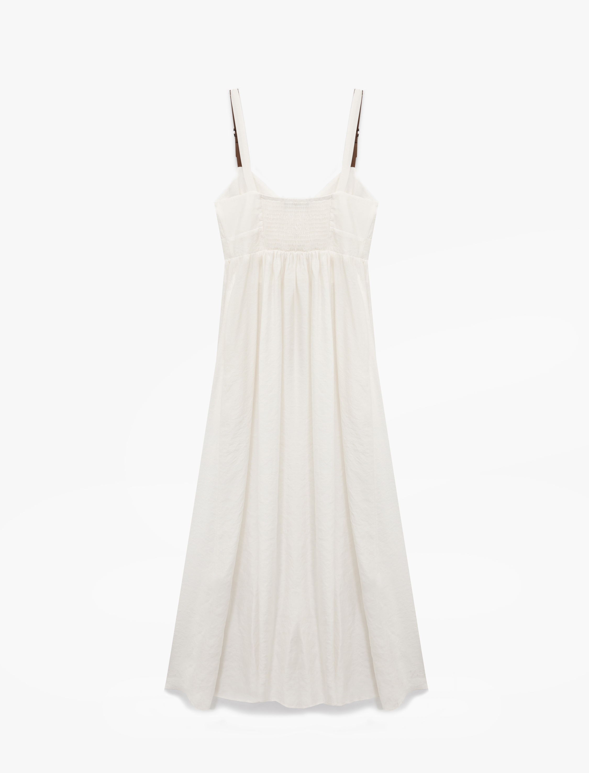   Kolsuz V Yaka A Kesim Modal Askılı Uzun Elbise