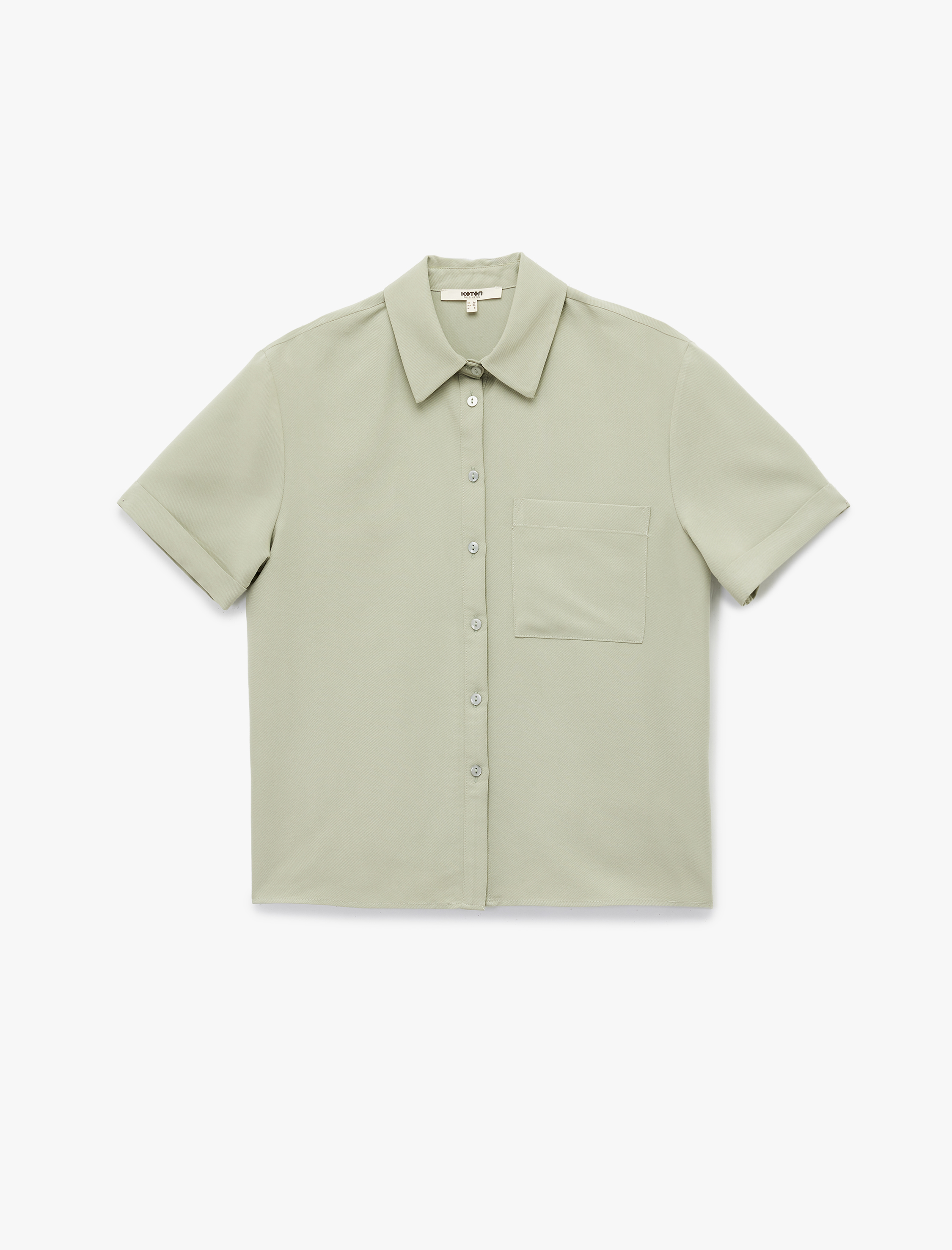   Tek Cep Detaylı Kısa Kollu Klasik Yaka Cepli Modal Gömlek