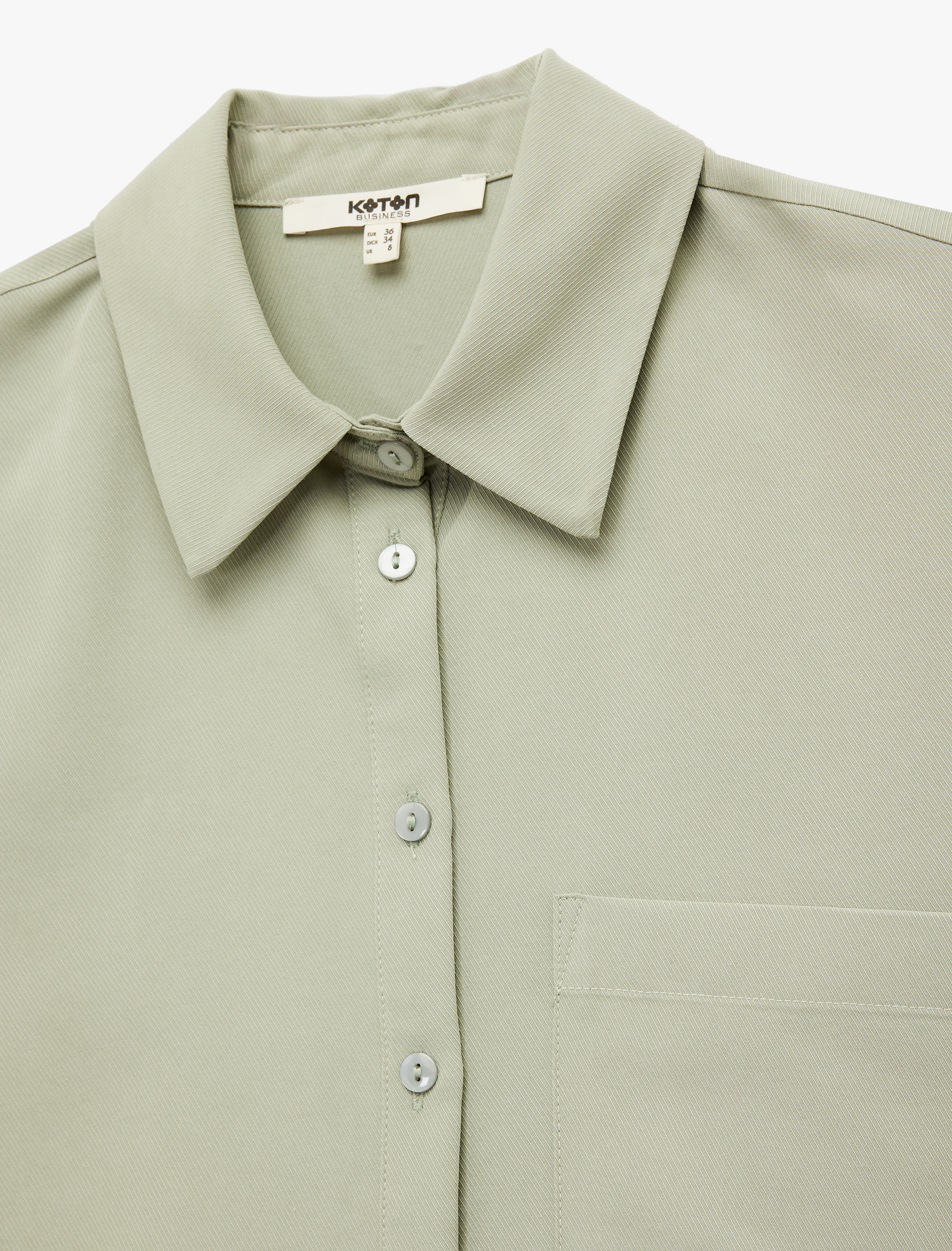   Tek Cep Detaylı Kısa Kollu Klasik Yaka Cepli Modal Gömlek