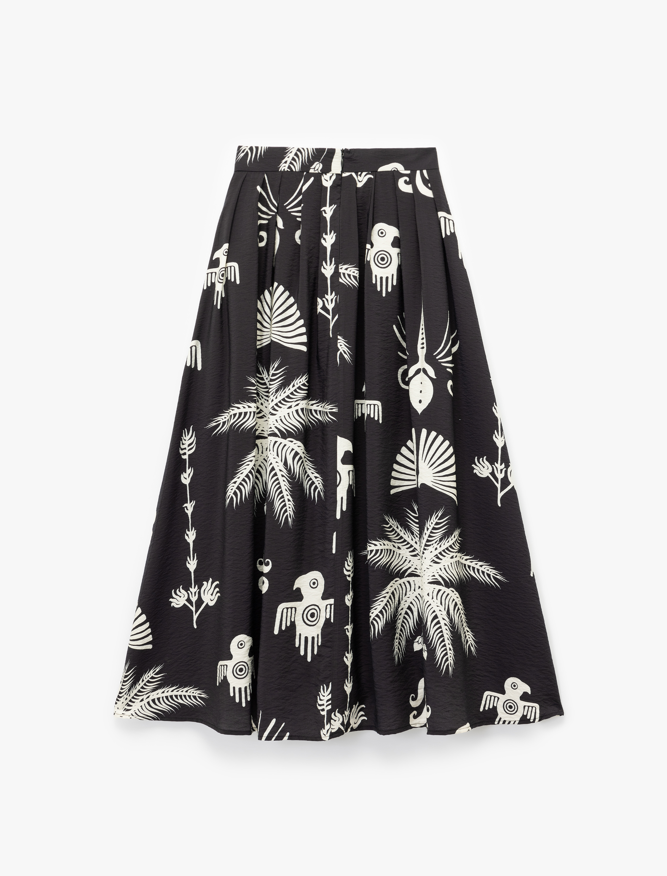   Etnik Desenli Viskon Kumaş Çan Kesim Uzun Kloş Etek