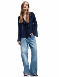 Normal Bel Pamuklu Rahat Kalıp Barrel Jean Pantolon