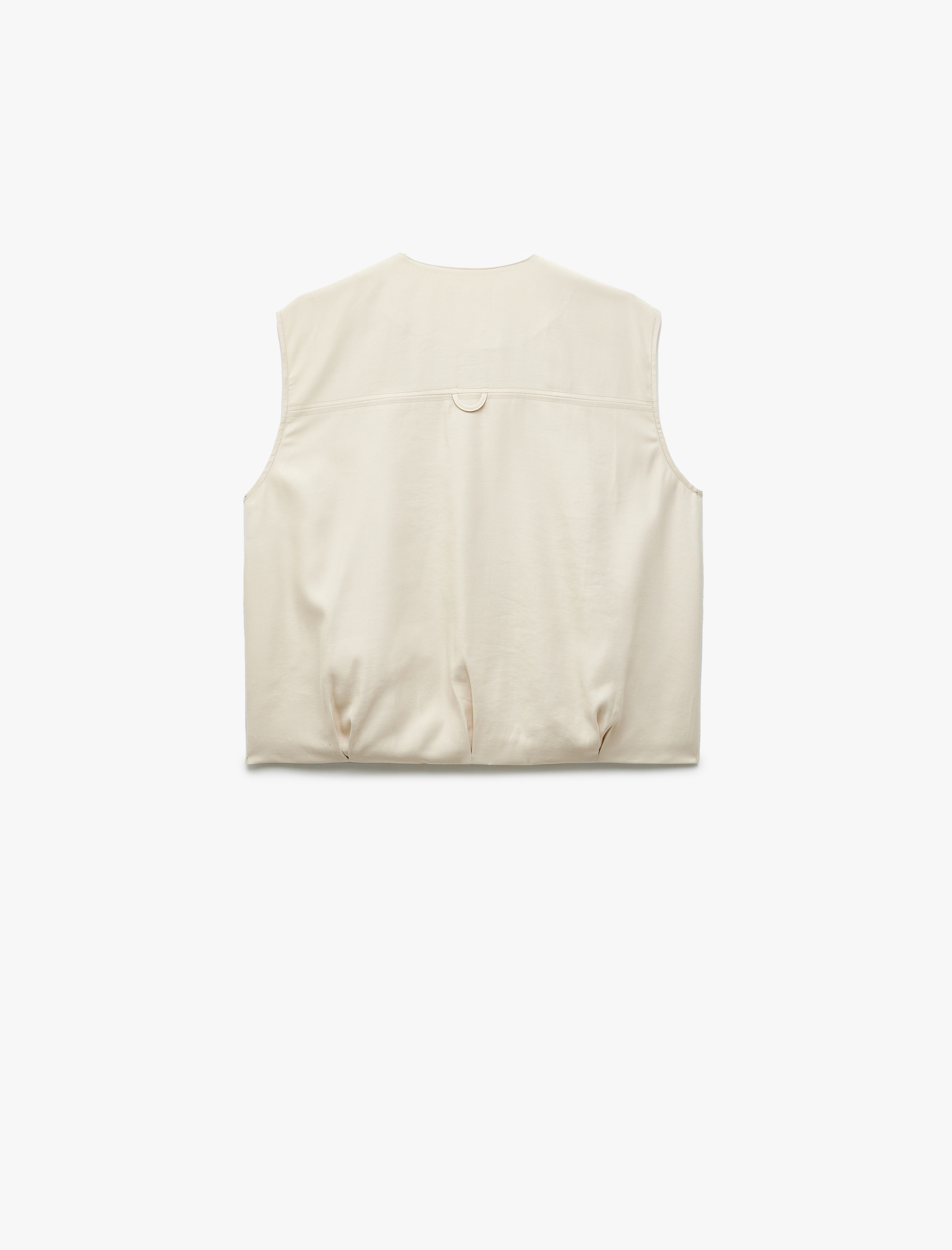   Astarlı Viskon Kumaş Fermuarlı Bisiklet Yaka Kolsuz Yelek