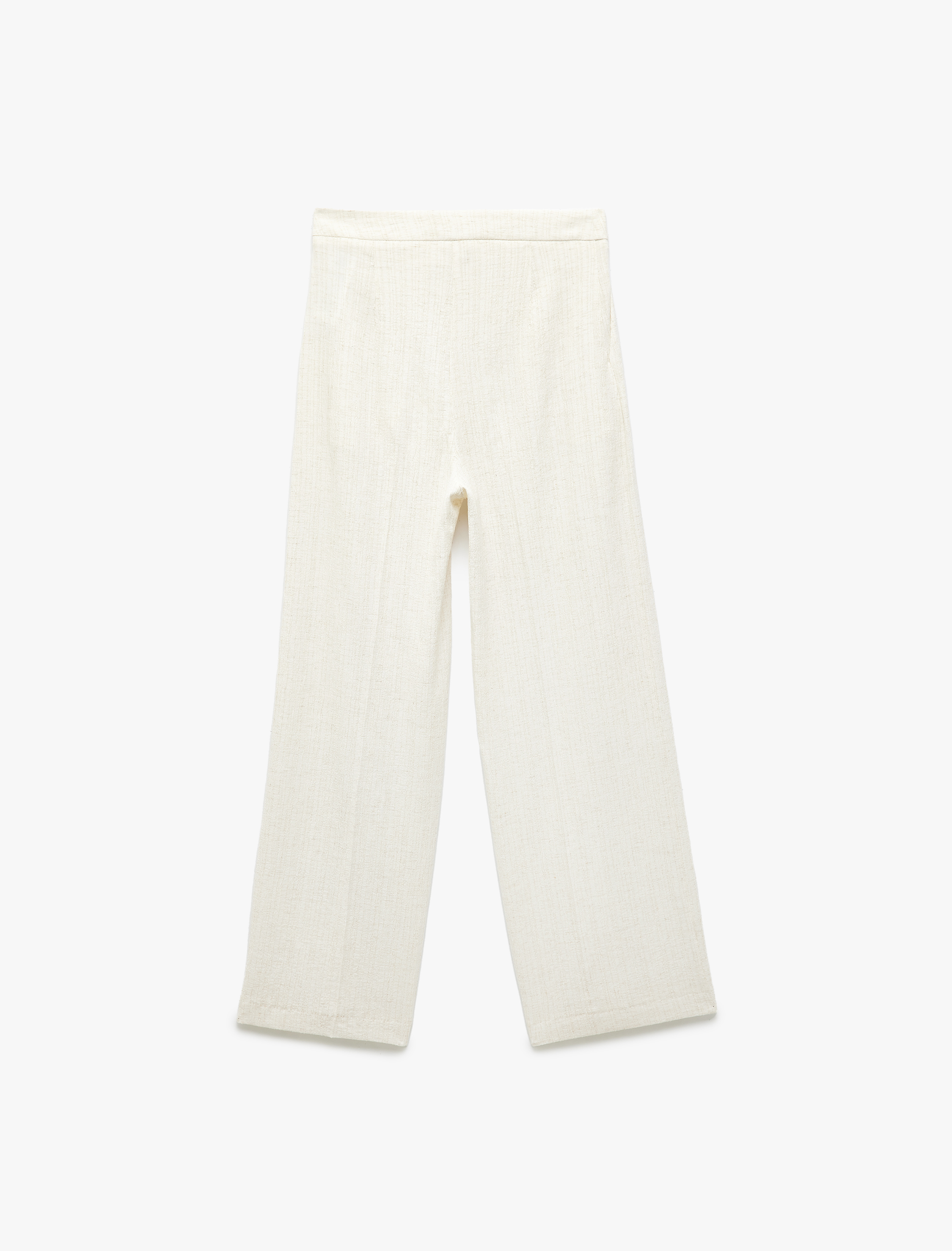   Viskon Keten Karışımlı Cepli Beli Bağlamalı Asimetrik Geniş Paça Pantolon