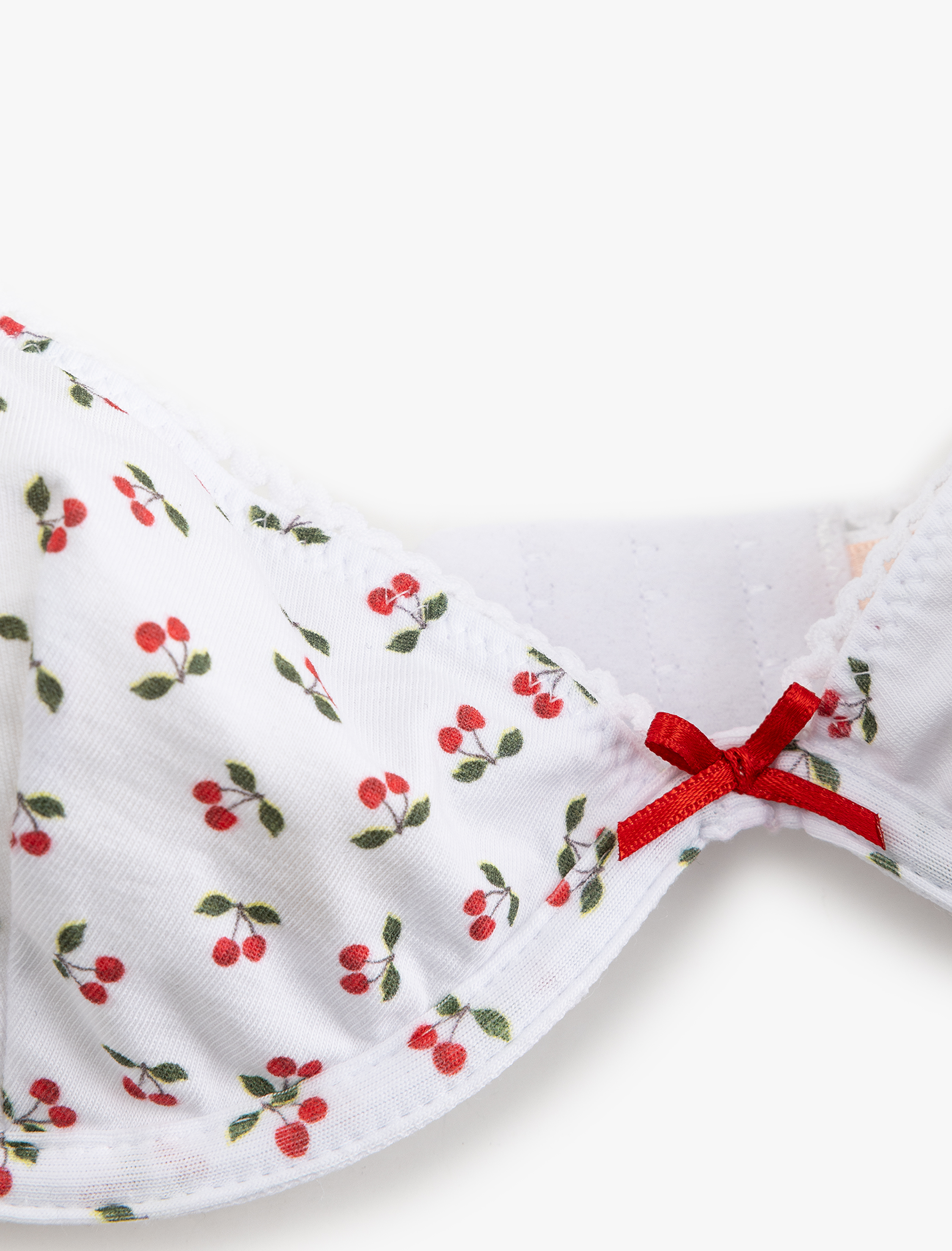   Pamuklu Balenli Kiraz Baskılı Sütyen