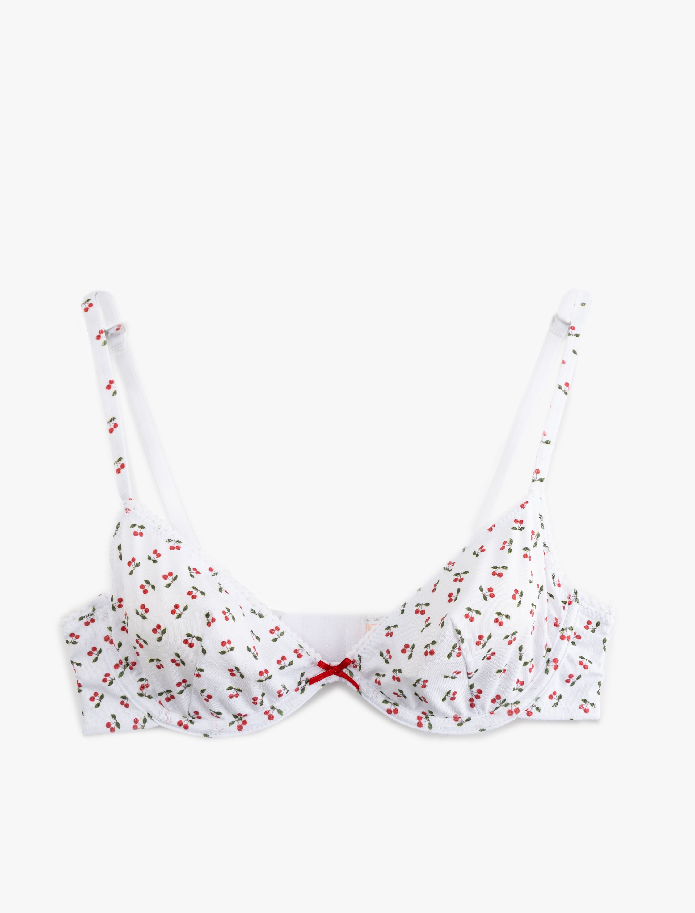   Pamuklu Balenli Kiraz Baskılı Sütyen