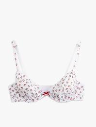 Pamuklu Balenli Kiraz Baskılı Sütyen