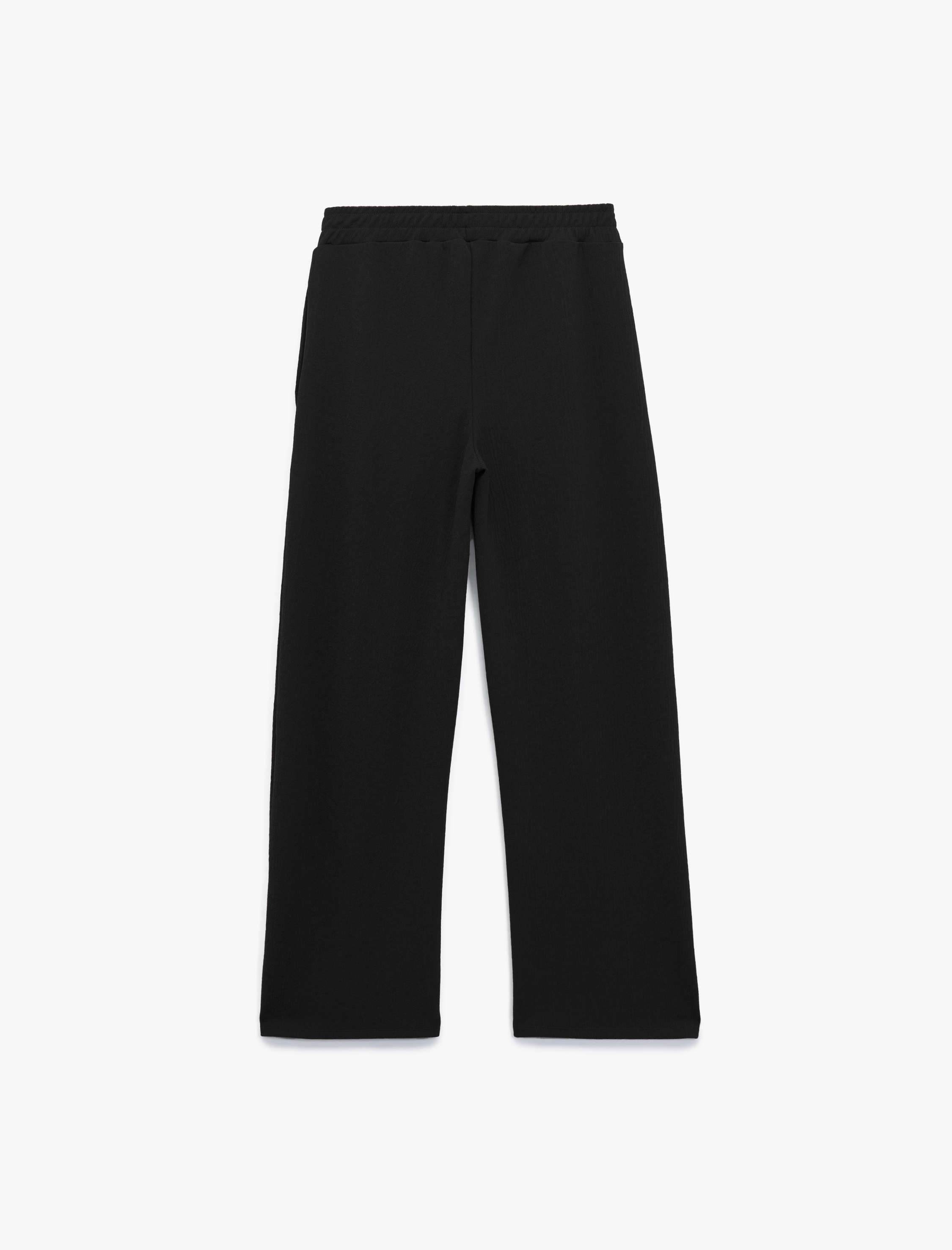   Krep Kumaş Beli Lastikli Cepli Bol Paça Eşofman Pantolon