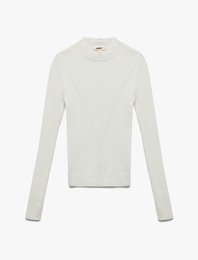 Hafif Dik Yaka Uzun Kollu Triko Kazak