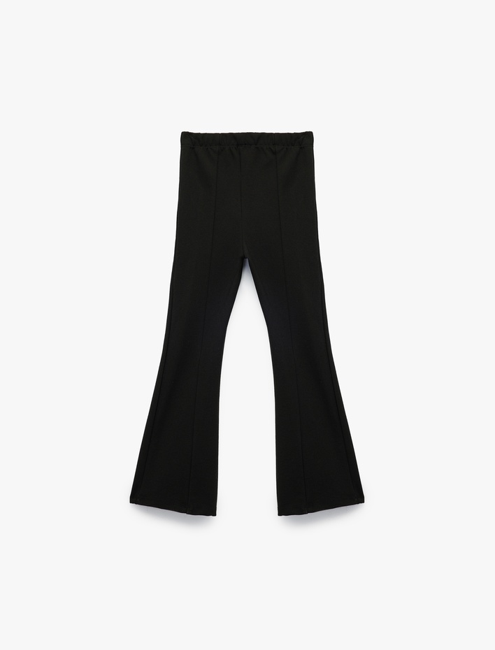 Kız Çocuk Beli Lastikli Viskon Karışımlı Dar Kalıp İspanyol Paça Pantolon