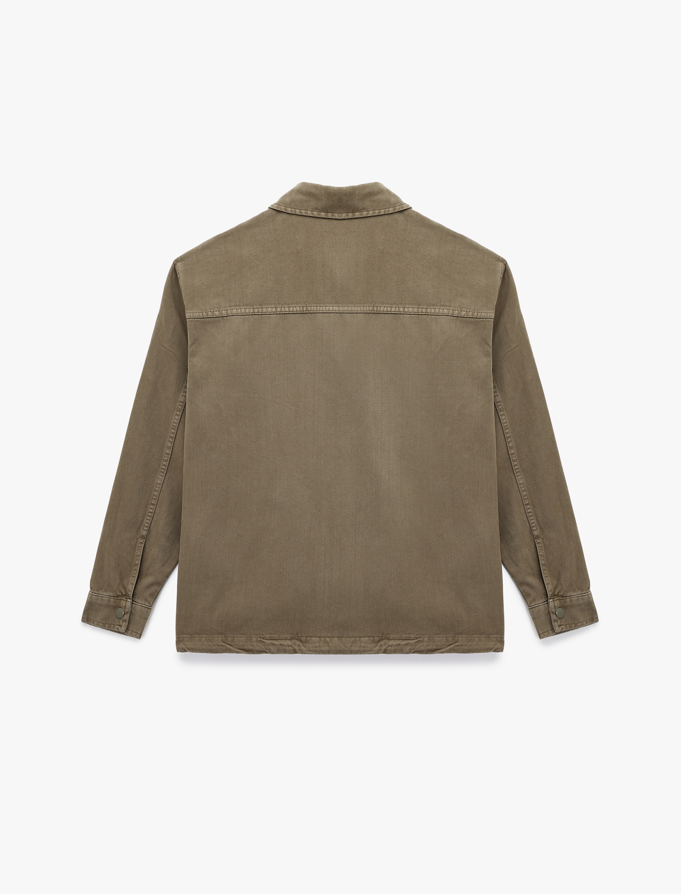   Pamuklu Cepli Bel Detaylı Gömlek Yaka Düğmeli Yıkamalı Oversize Jean Ceket