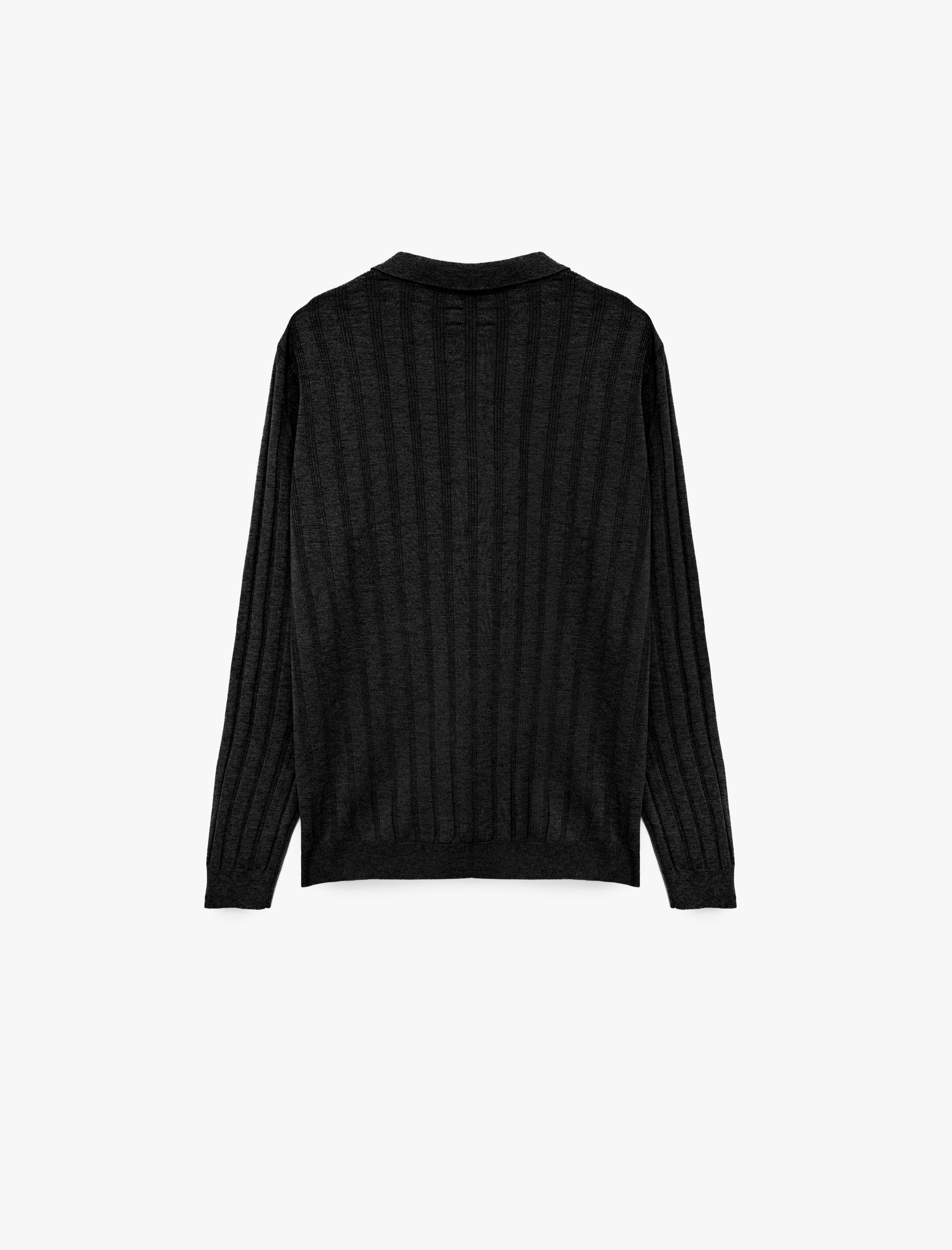   Polo Yaka Düğme Detaylı Uzun Kollu Kışlık Triko Kazak