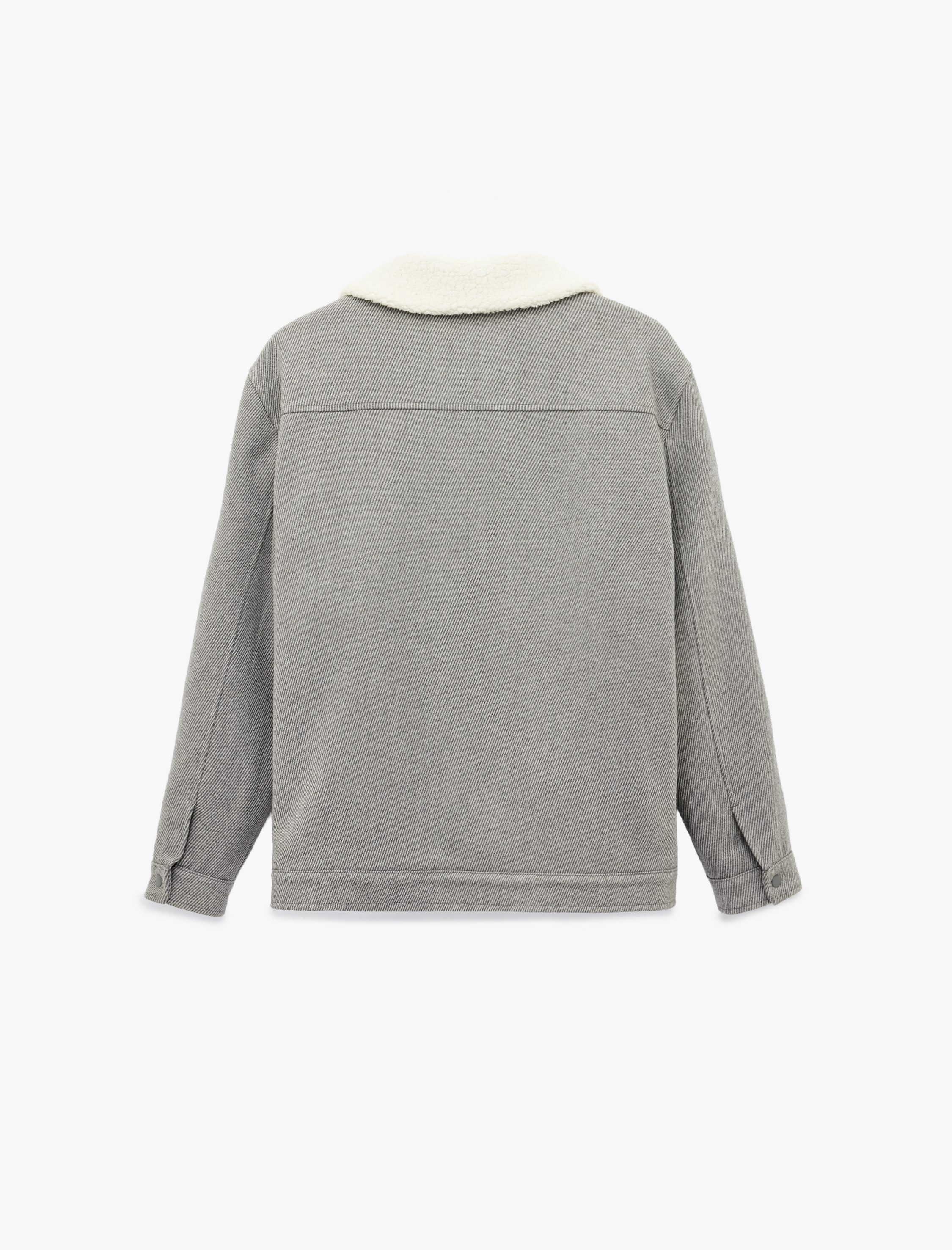   Uzun Kollu Cepli Fermuarlı İçi Peluş Astarlı Yakası Suni Kürklü Kışlık Kaşe Ceket