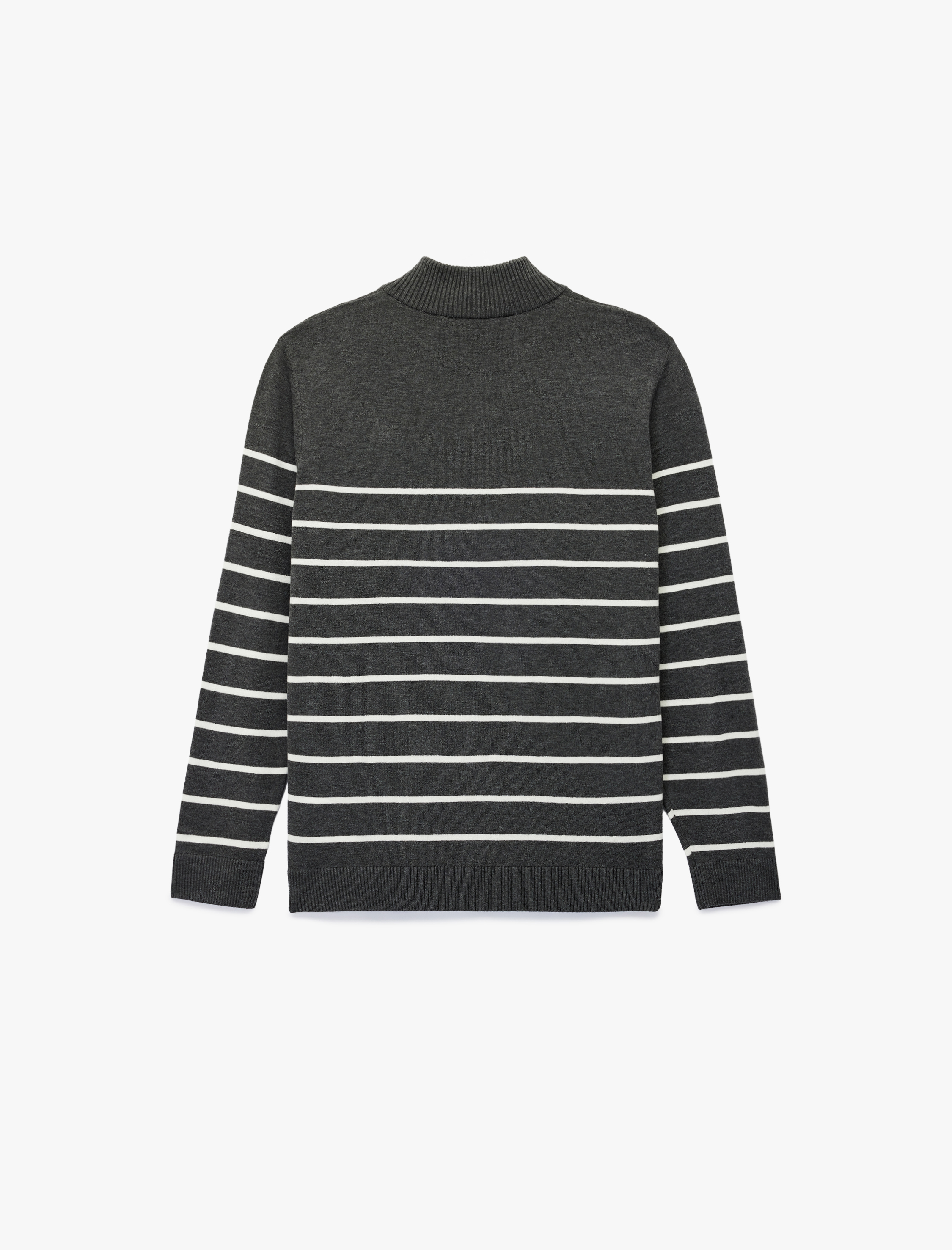   Regular Fit Uzun Kollu Basic Yarım Fermuarlı Triko Kazak