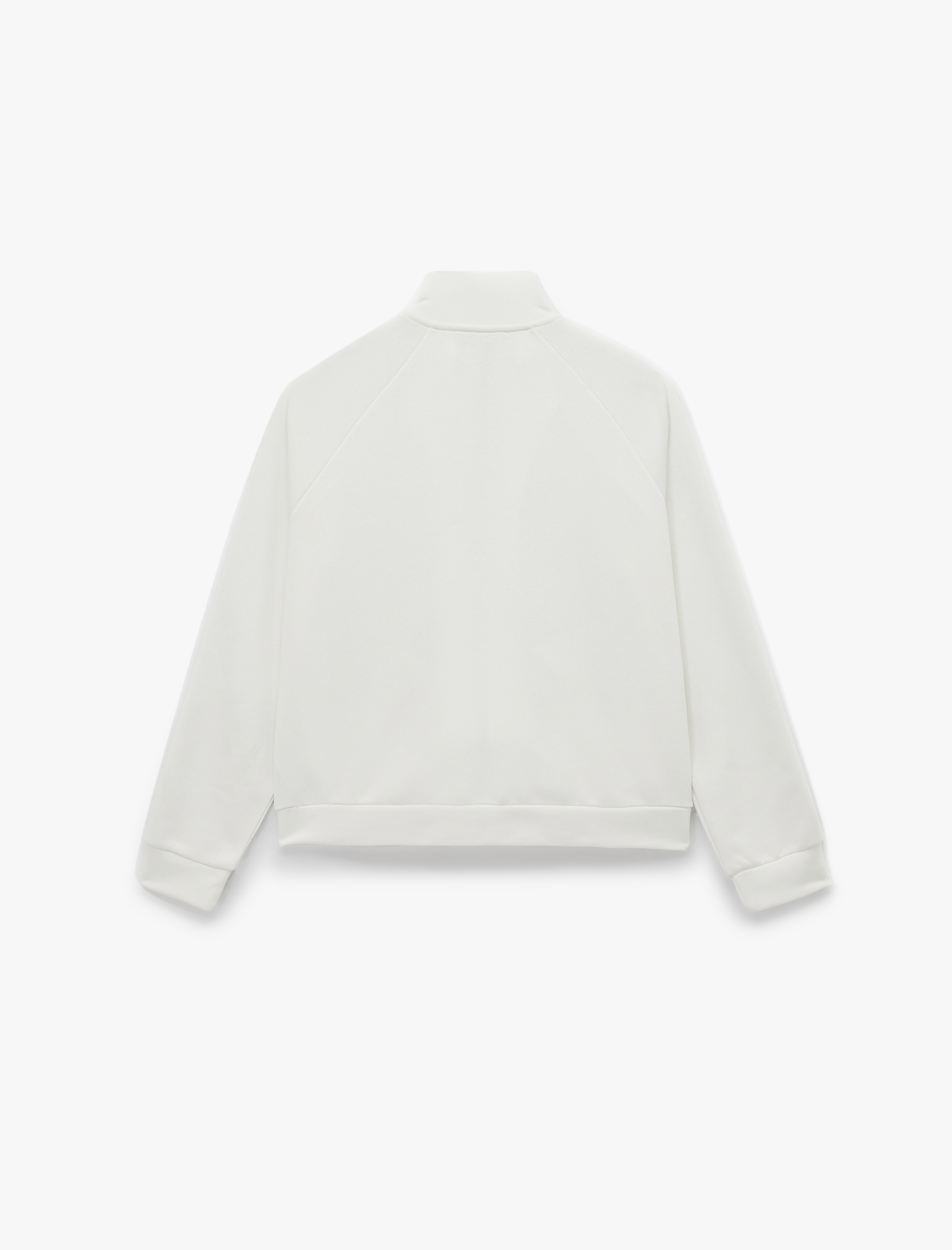   Üç İplik Şerit Detaylı Uzun Kollu Dik Yaka Fermuarlı Sweatshirt