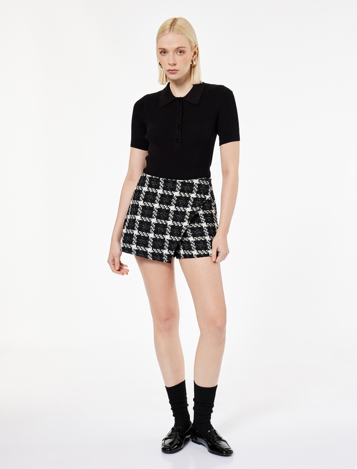  Yarım Düğmeli Kısa Kollu Polo Yaka Triko Kazak