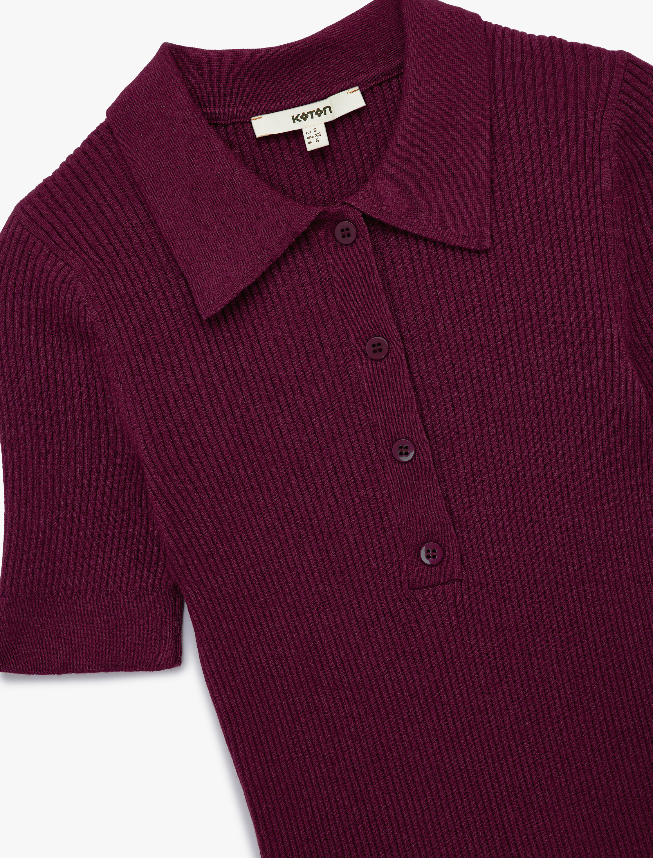   Yarım Düğmeli Kısa Kollu Polo Yaka Triko Kazak