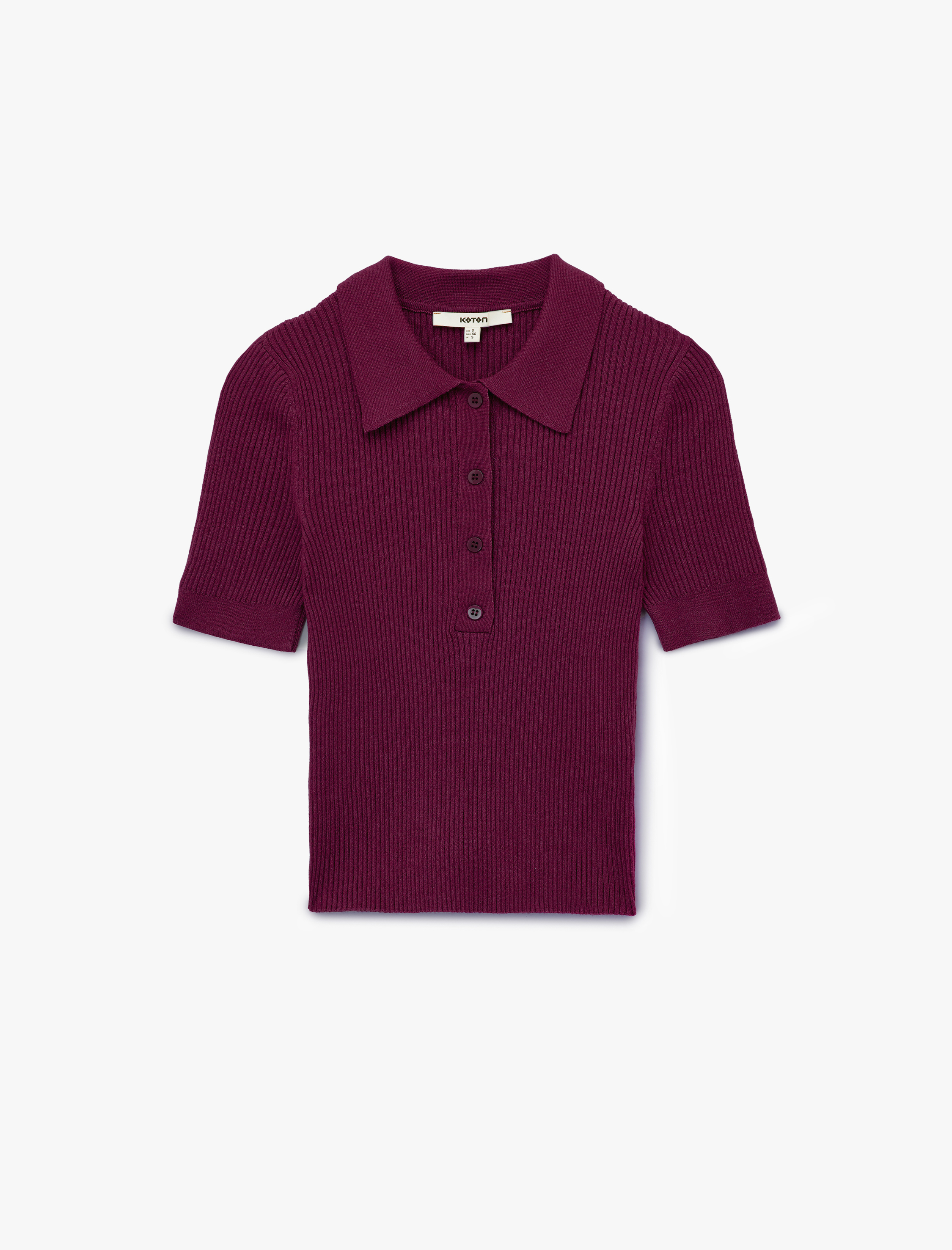   Yarım Düğmeli Kısa Kollu Polo Yaka Triko Kazak