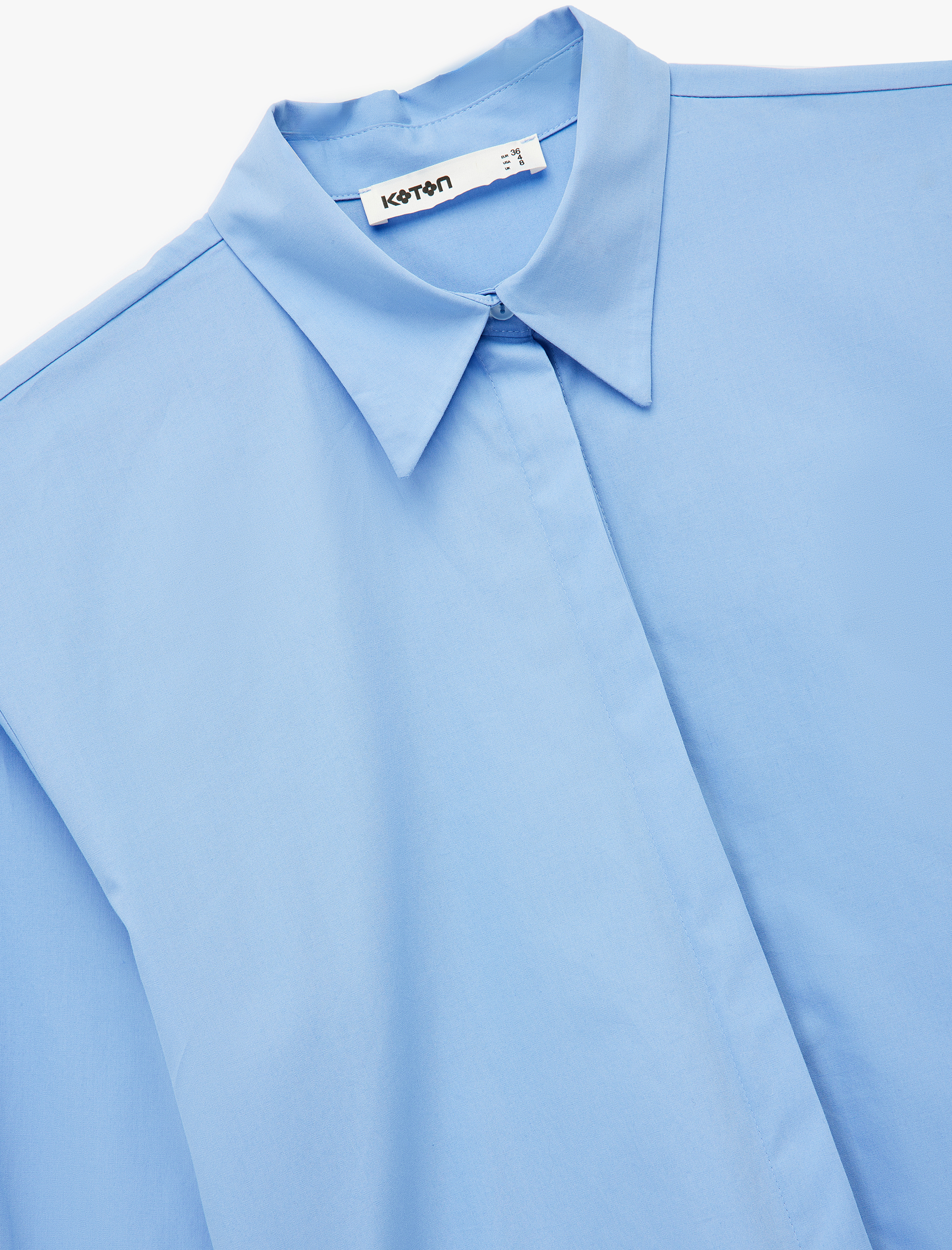   Pamuklu Kol Düğmesi Detaylı Uzun Kollu Oversize Gömlek