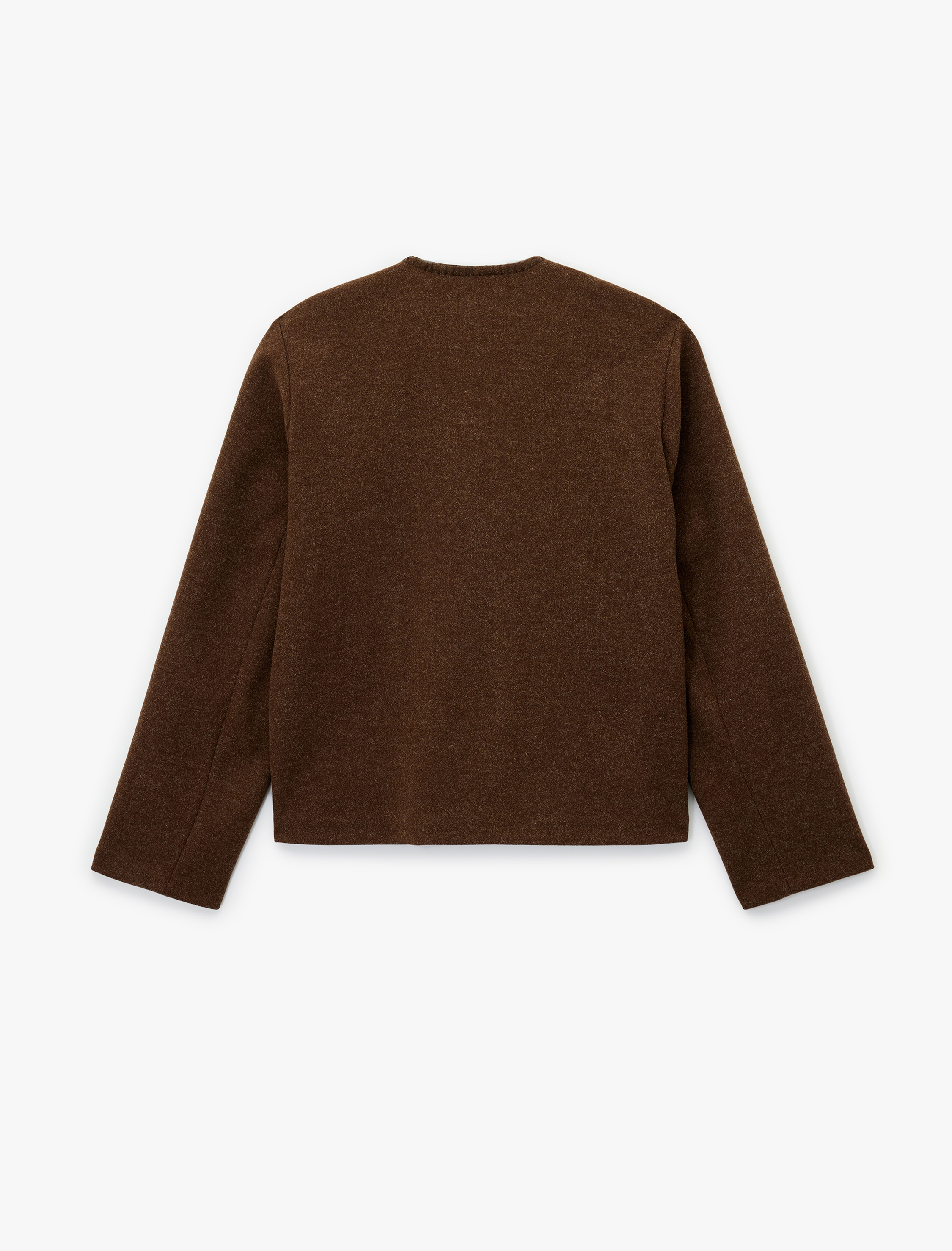   Çoban Dikişi Detaylı Düğmeli Uzun Kollu Cepli Kaşe Ceket