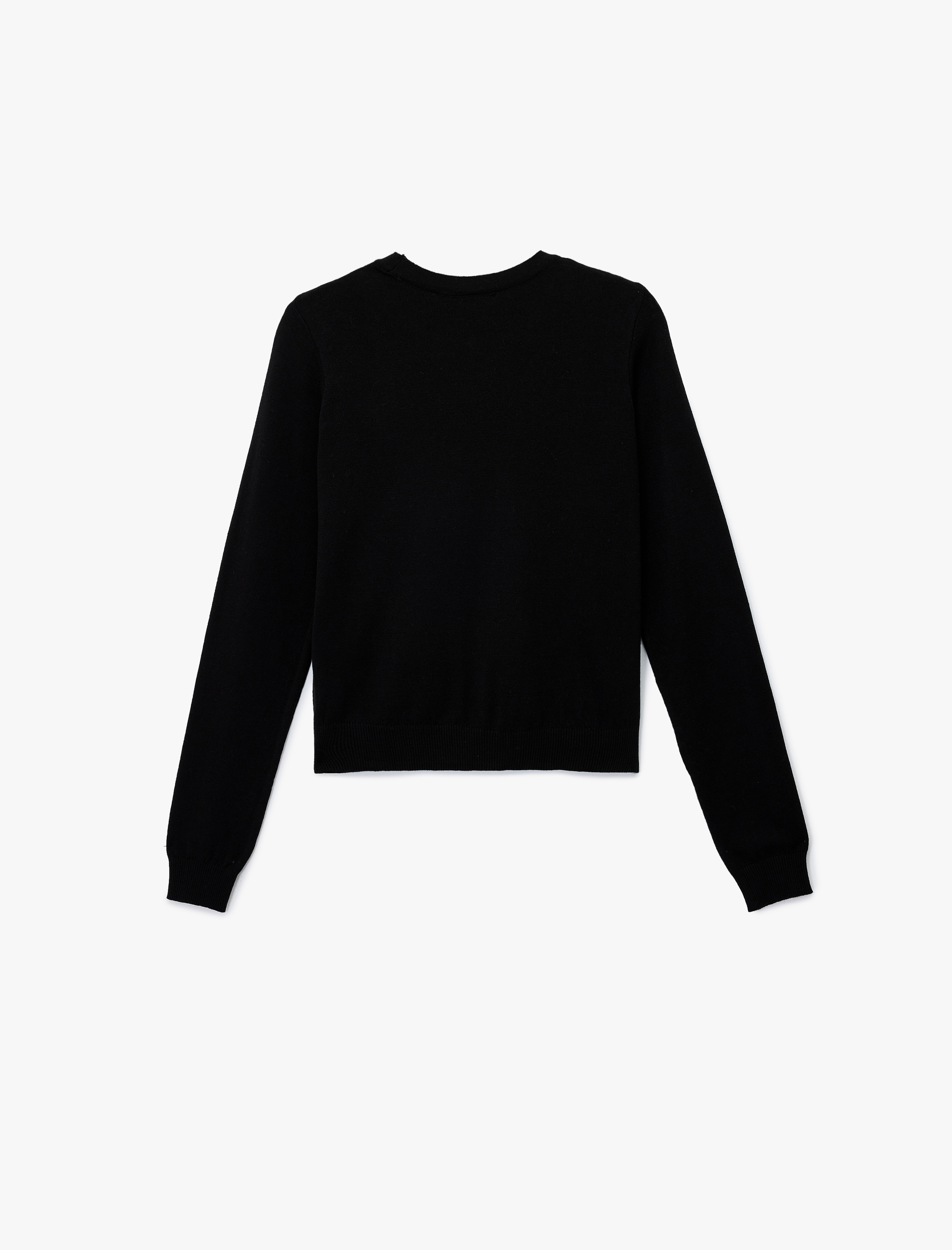   Uzun Kollu Bisiklet Yaka Taşlı Triko Kazak