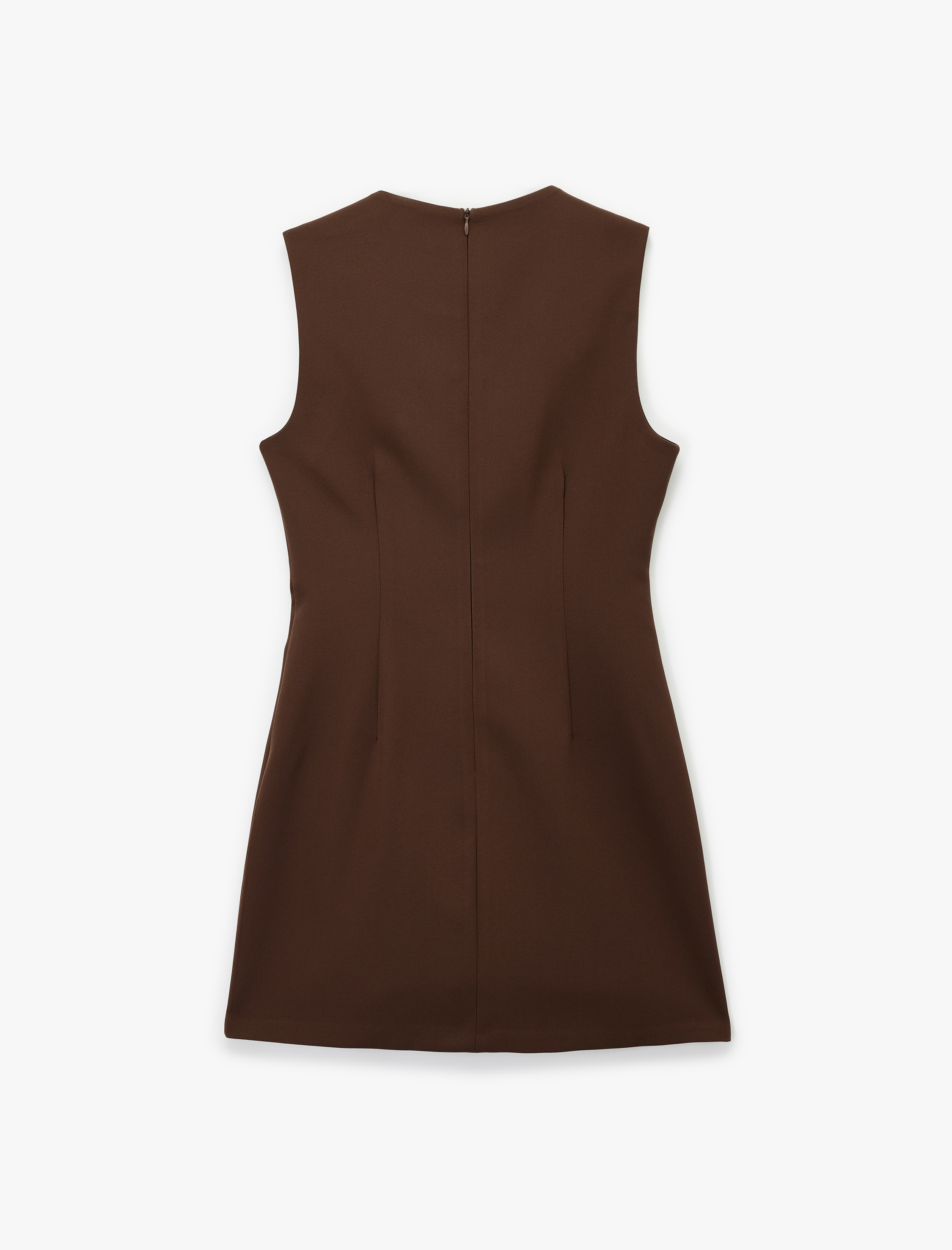   Yuvarlak Yaka A Kesim Kolsuz Mini Elbise