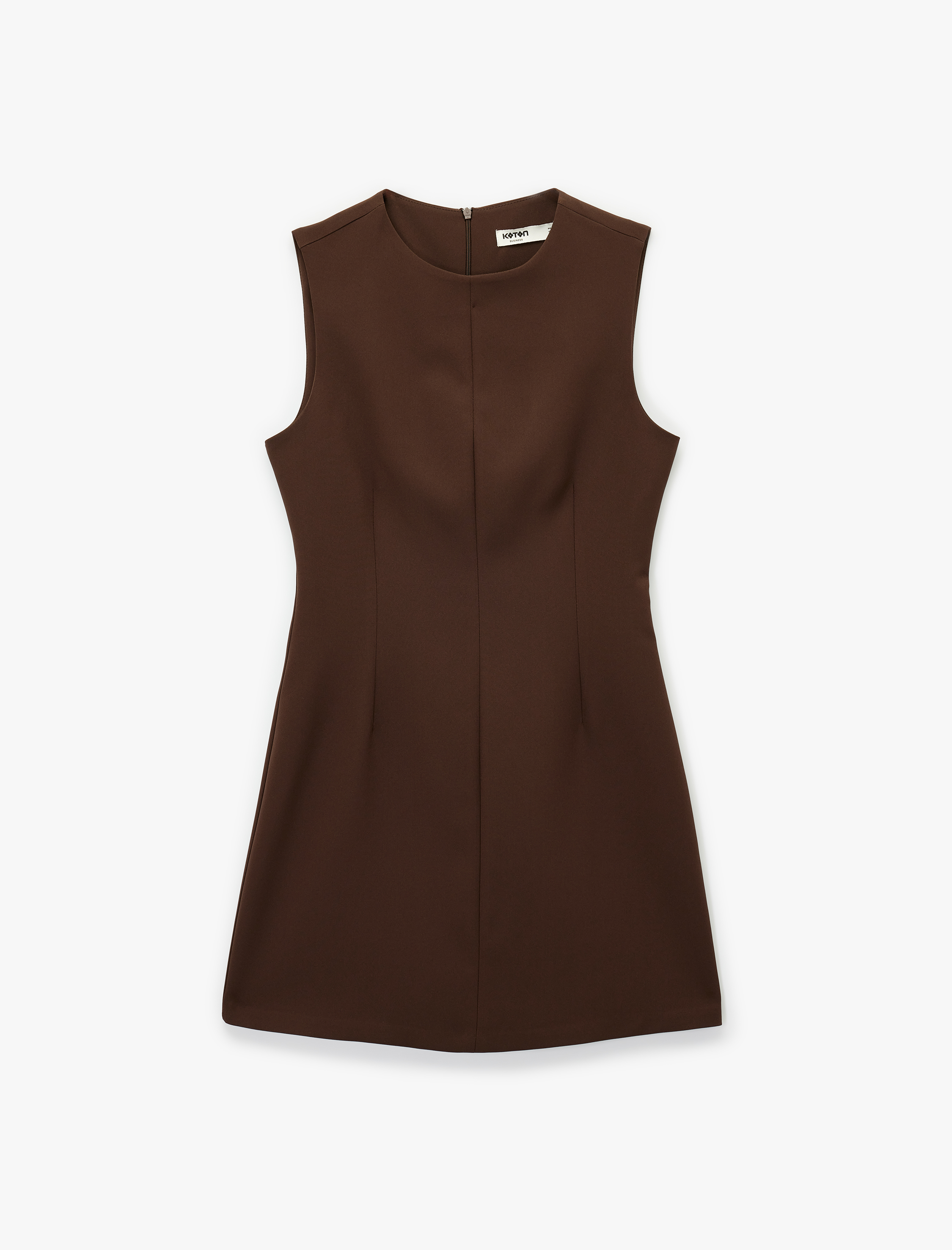   Yuvarlak Yaka A Kesim Kolsuz Mini Elbise