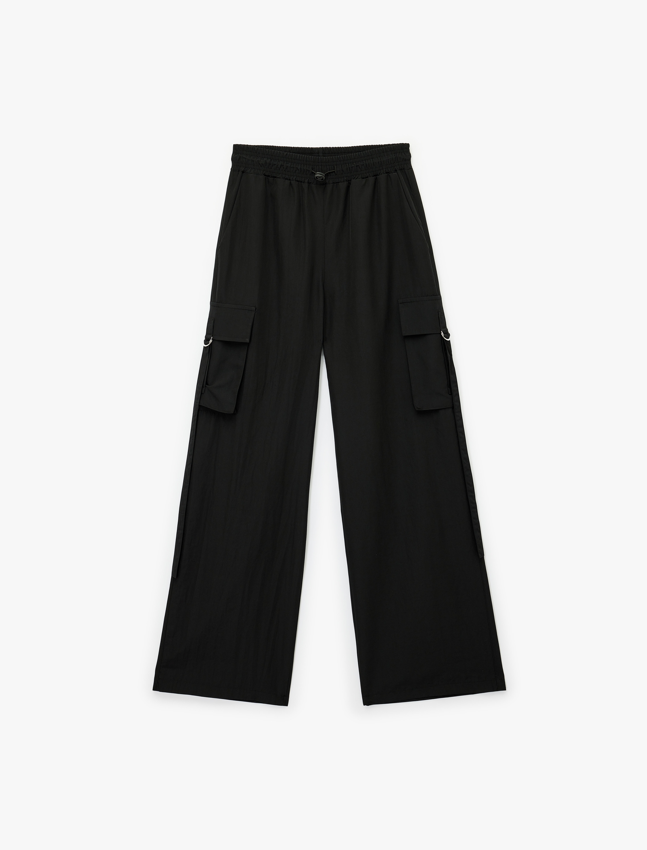   Yüksek Bel Kargo Cepli Geniş Paça Eşofman Altı