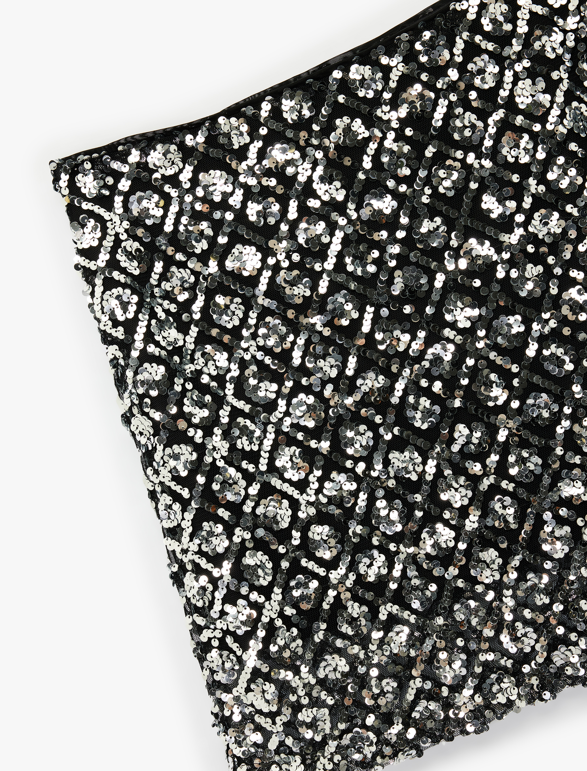   Pullu Payetli Slim Fit Mini A Kesim Abiye Etek