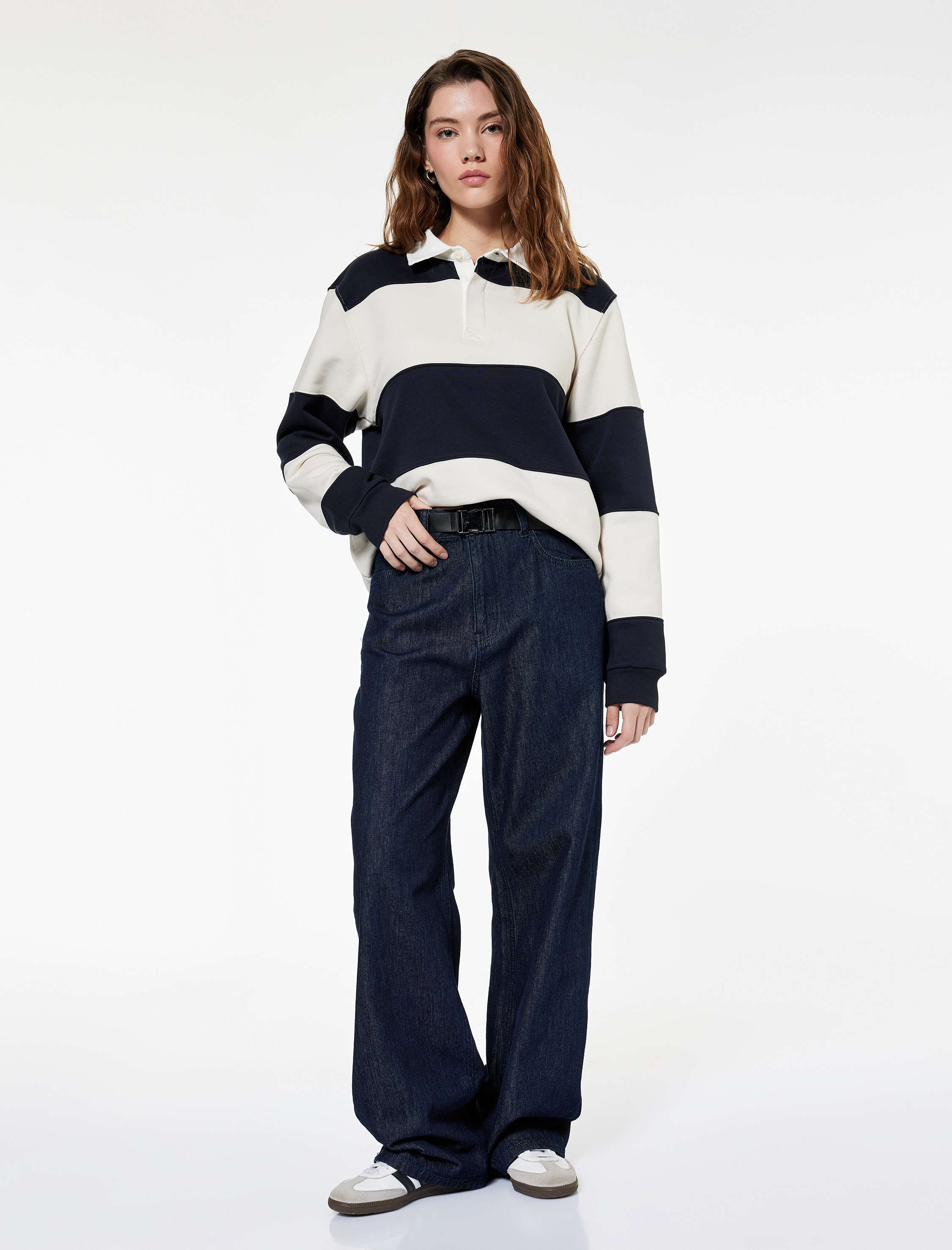   Pamuklu Normal Bel Kemer Detaylı Rahat Kalıp Baggy Jean Pantolon - Baggy Jeans