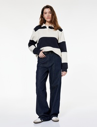 Pamuklu Normal Bel Kemer Detaylı Rahat Kalıp Baggy Jean Pantolon - Baggy Jeans