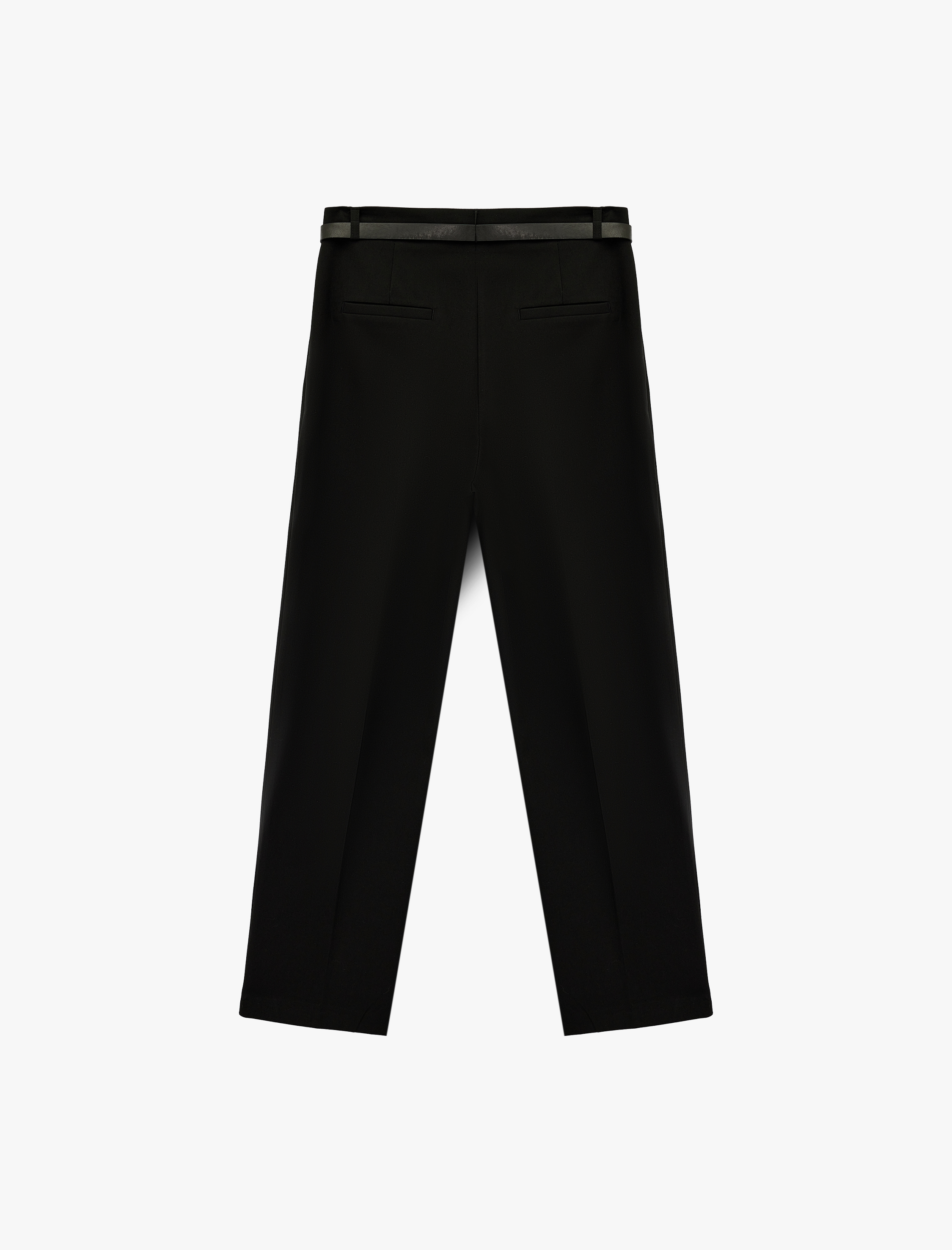   Cepli Pile Detaylı Kemerli Kumaş Cigarette Pantolon