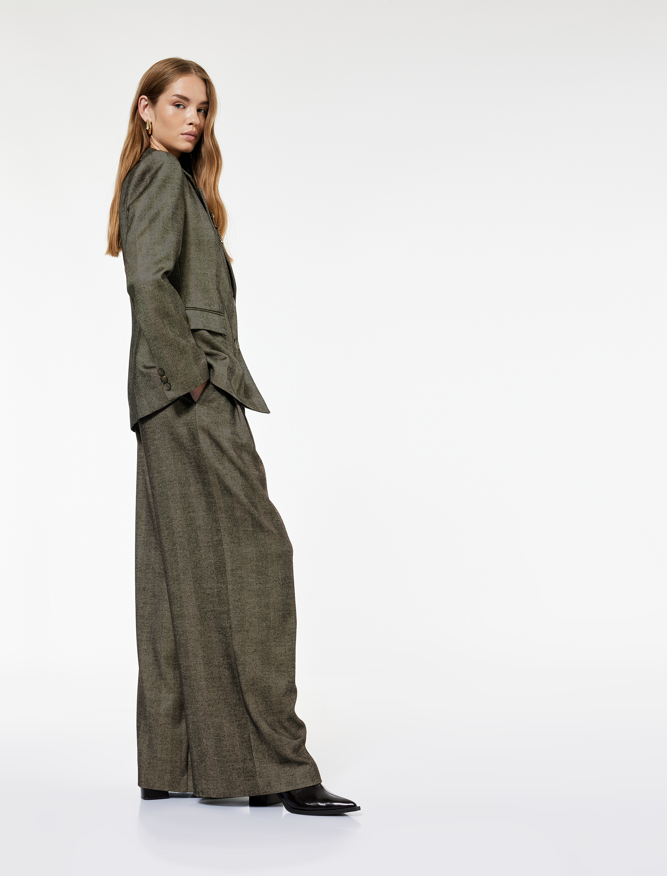   Koton X Sima Tarkan - Cepli Pile Detaylı Geniş Paça Palazzo Pantolon