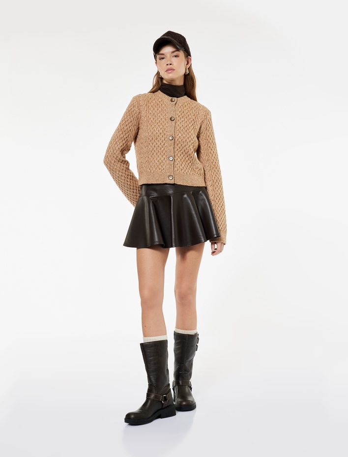  Koton X Sima Tarkan - Uzun Kollu Bisiklet Yaka Düğmeli Saç Örgü Triko Hırka