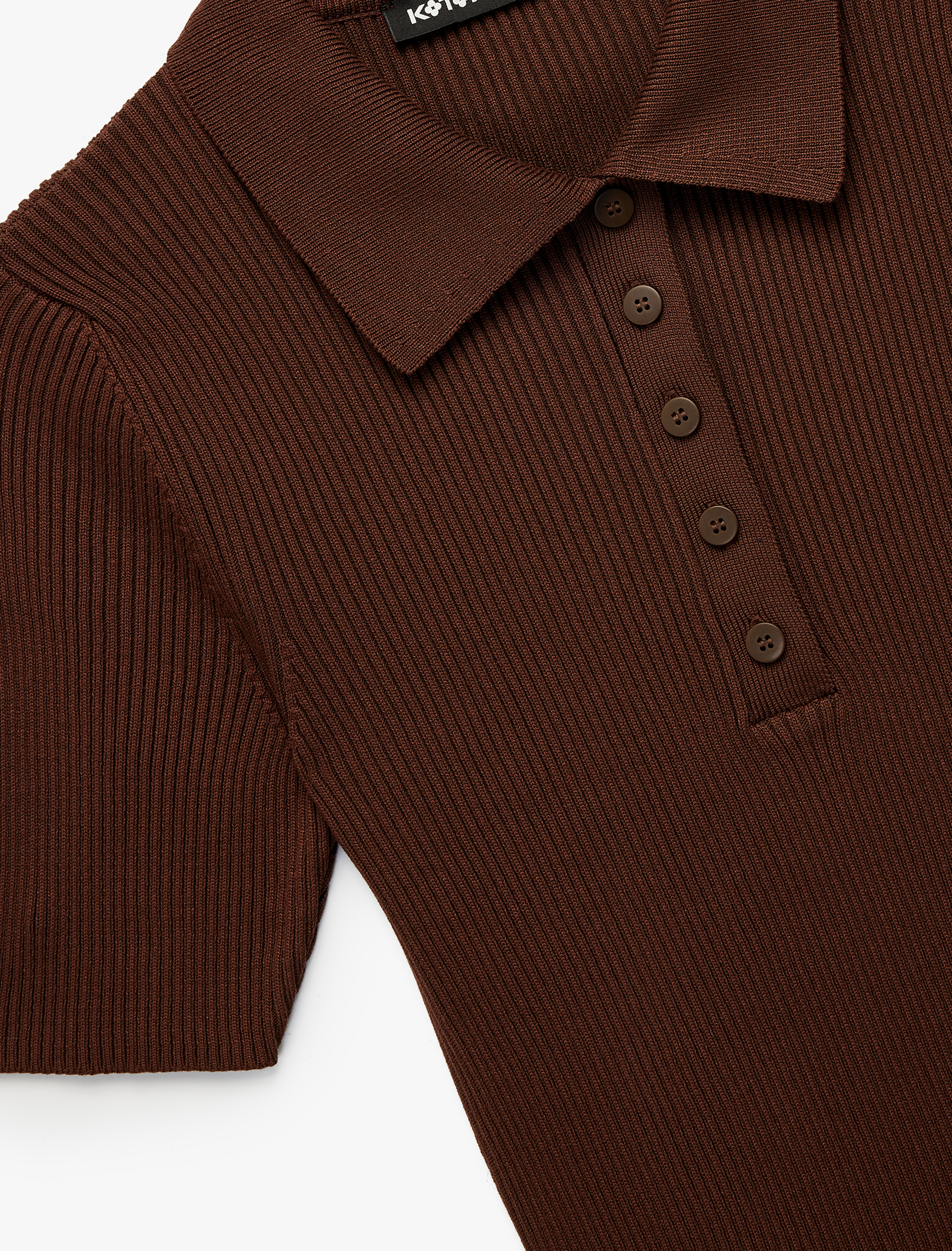   Regular Fit Yarım Düğmeli Kısa Kollu Polo Yaka Triko Kazak