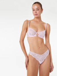 Kalp Toka Detaylı Rahat Kalıp Dantelli Dolgusuz Balenli Tül Sütyen