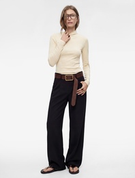 Koyun Yünü Karışımlı Slim Fit Uzun Kollu Dik Yaka Tişört